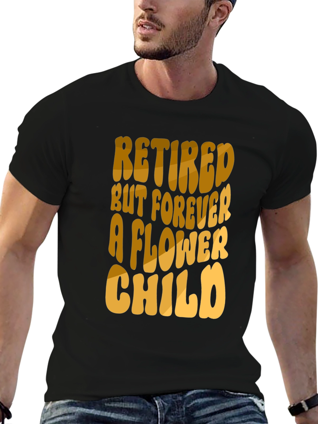 Retired Flower Child Black T-Shirt