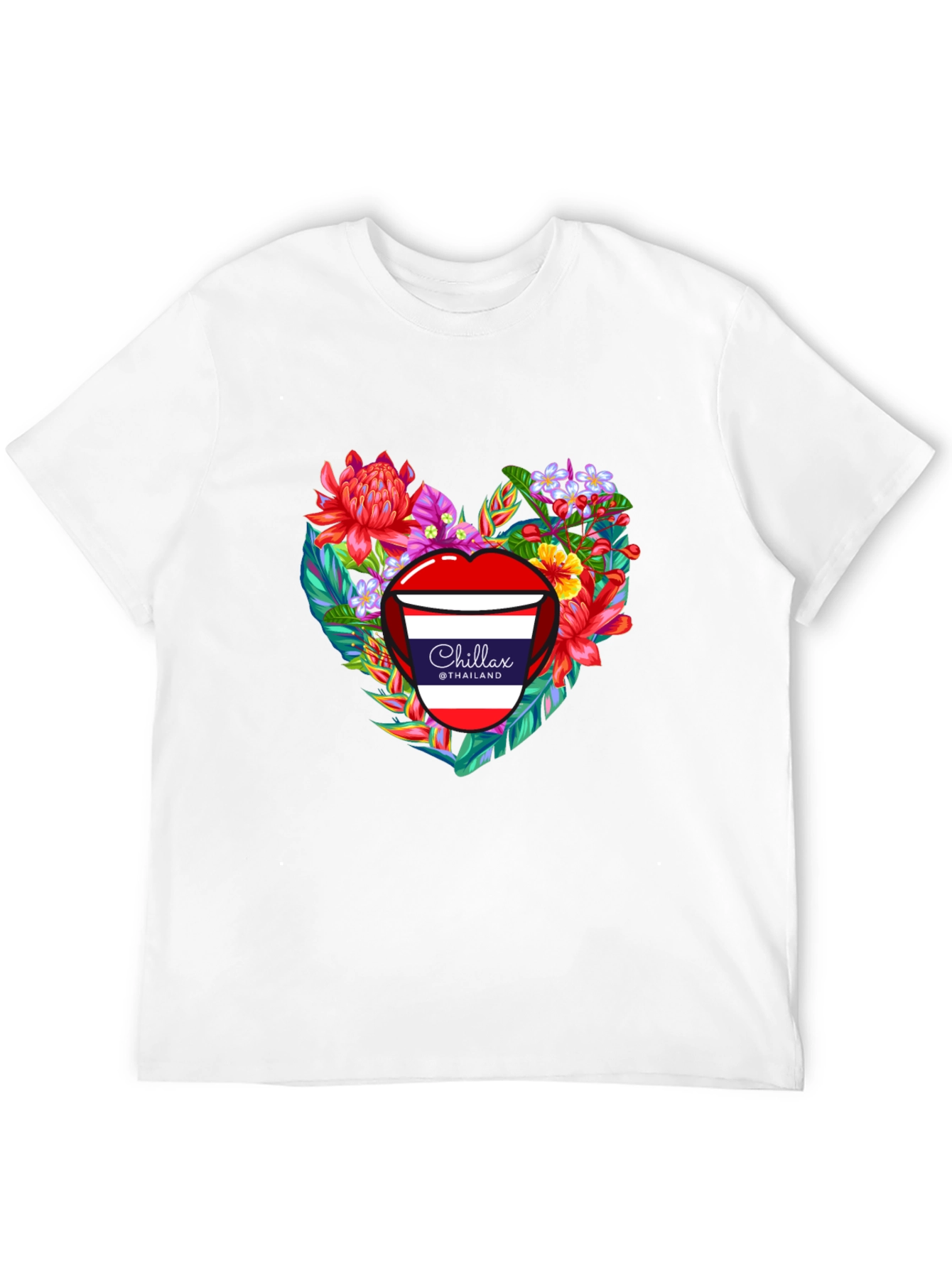 Chillax Thailand Floral Heart Graphic T-Shirt