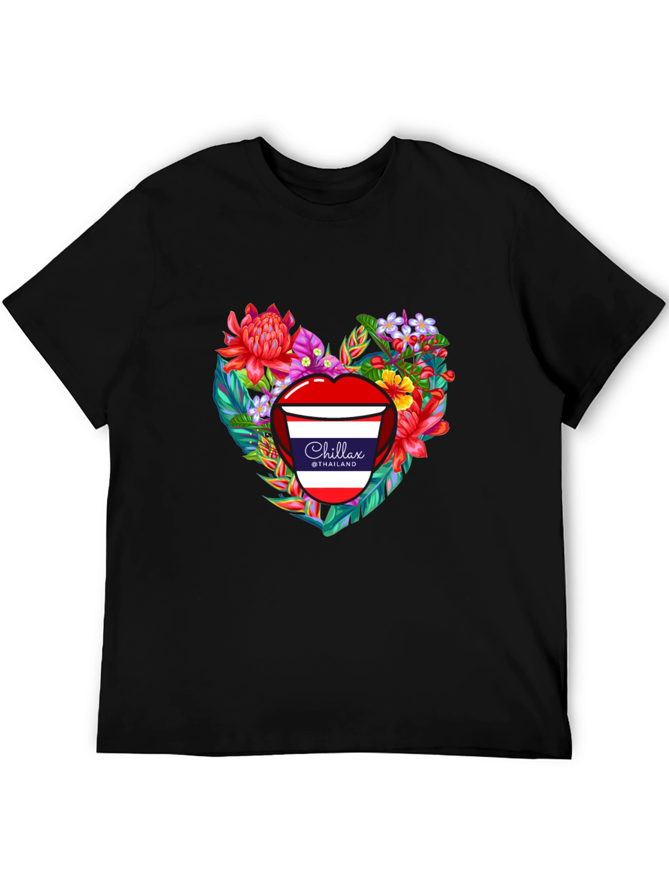 Chillax Thailand Floral Heart Graphic T-Shirt
