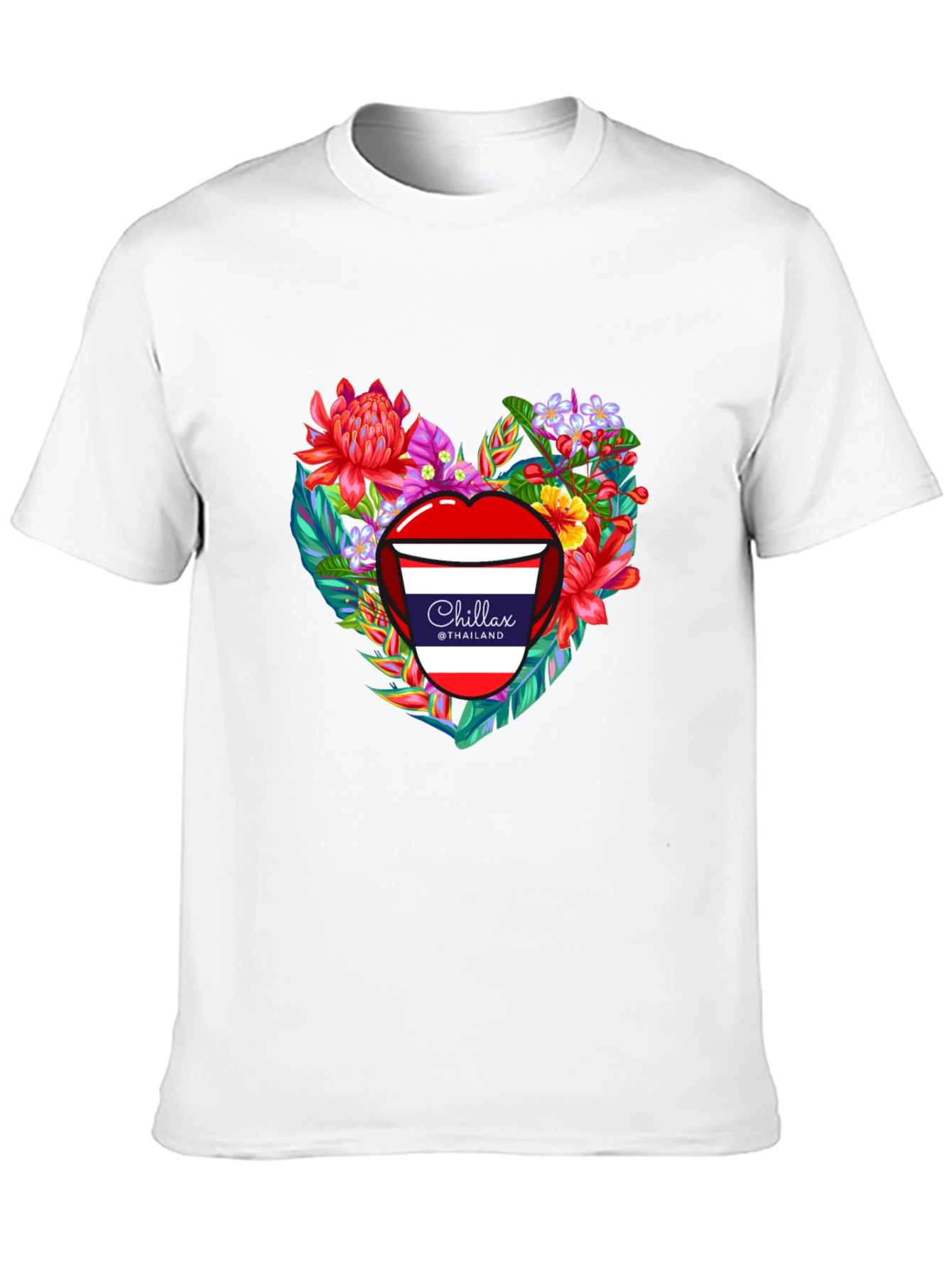 Chillax Thailand Floral Heart Graphic T-Shirt