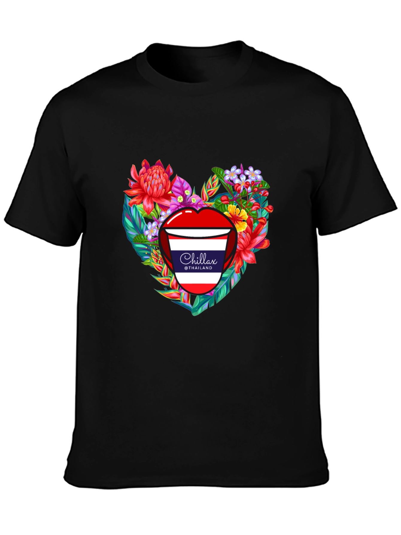 Chillax Thailand Floral Heart Graphic T-Shirt