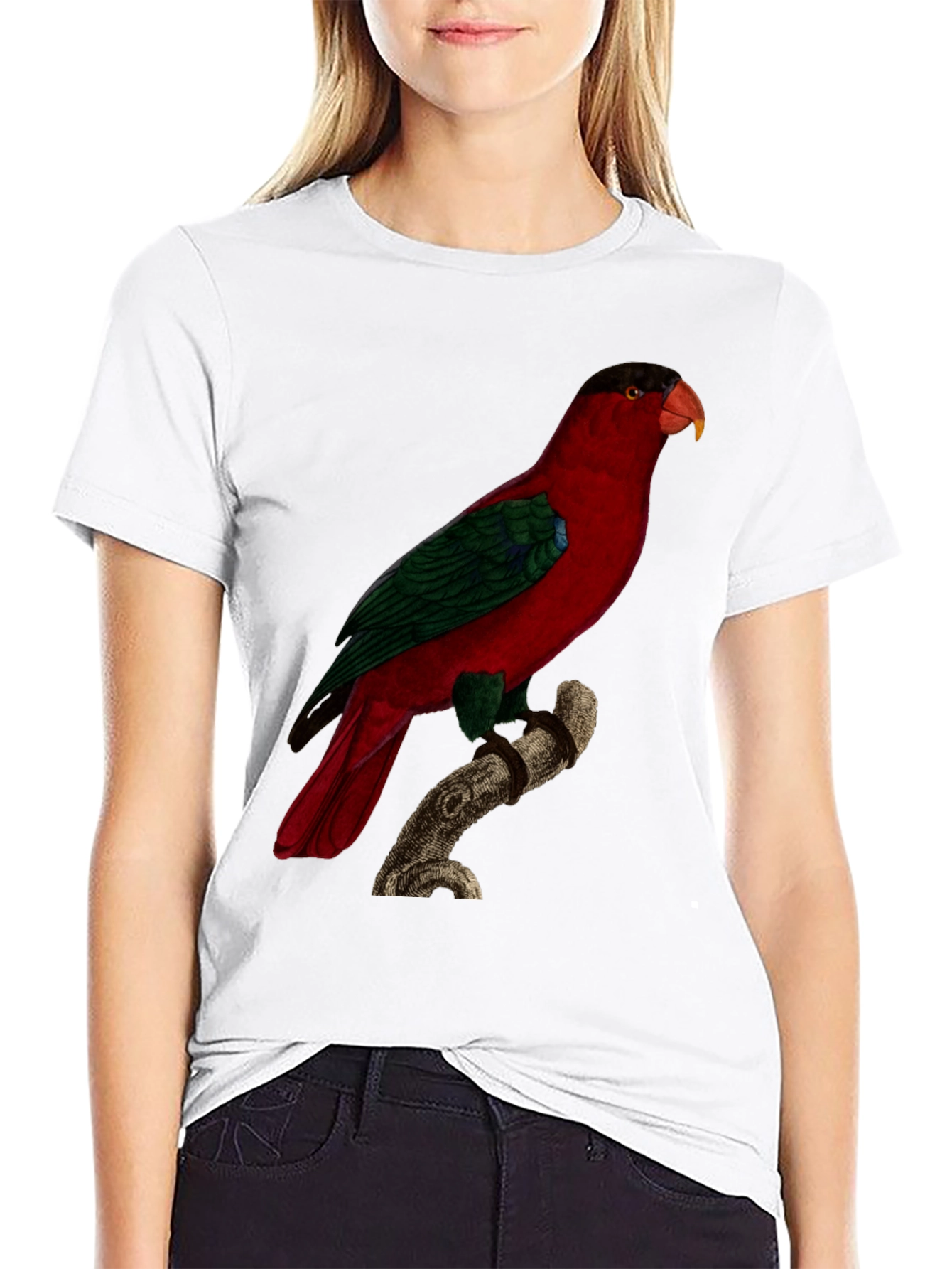 Red Parrot Graphic Tee - Nature Inspired Bird Print