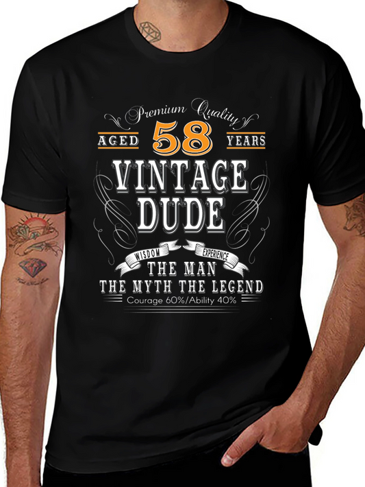 Vintage Dude 58th Birthday T-Shirt - The Man The Myth The Legend