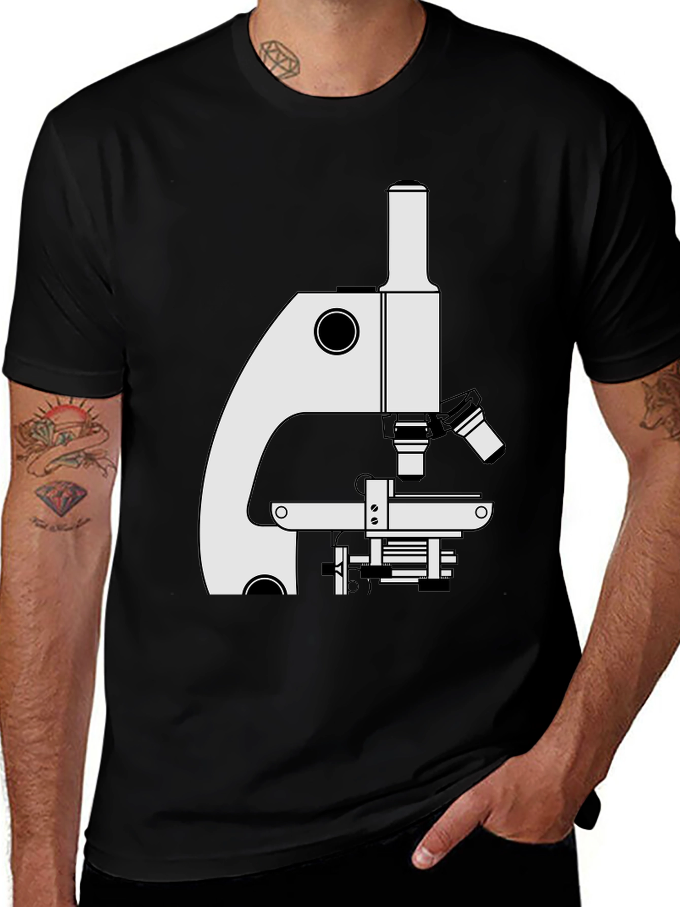 Science Microscope Graphic Tee - Black