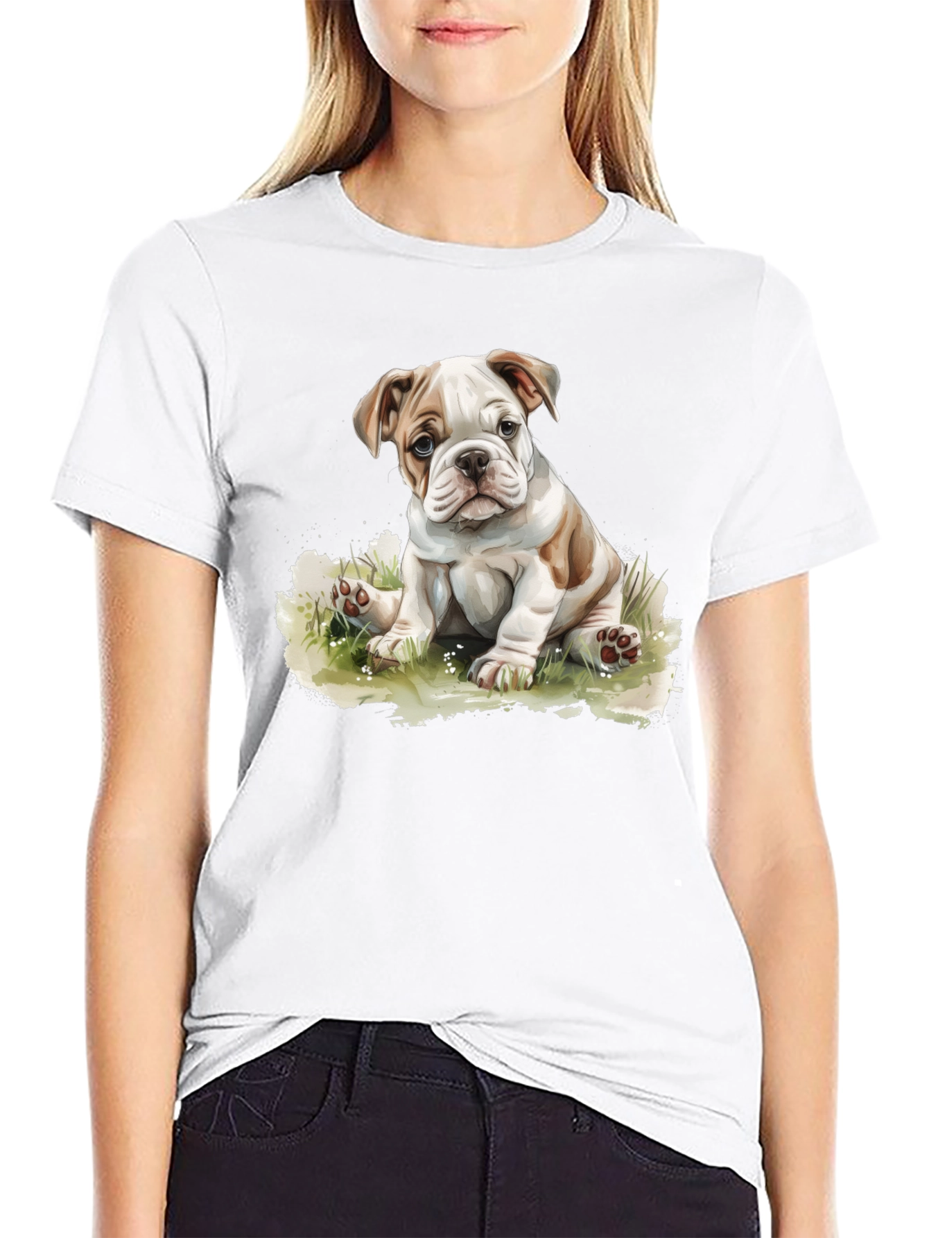 Bulldog Puppy Graphic T-Shirt - Cute Dog Tee