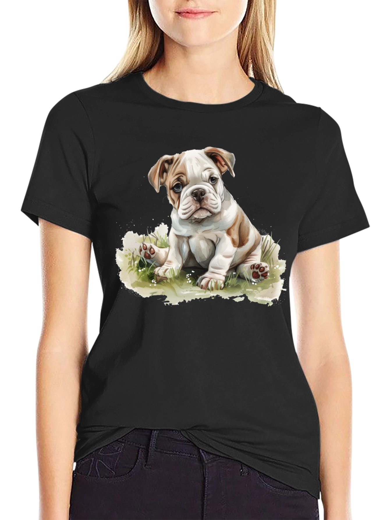 Bulldog Puppy Graphic T-Shirt - Cute Dog Tee