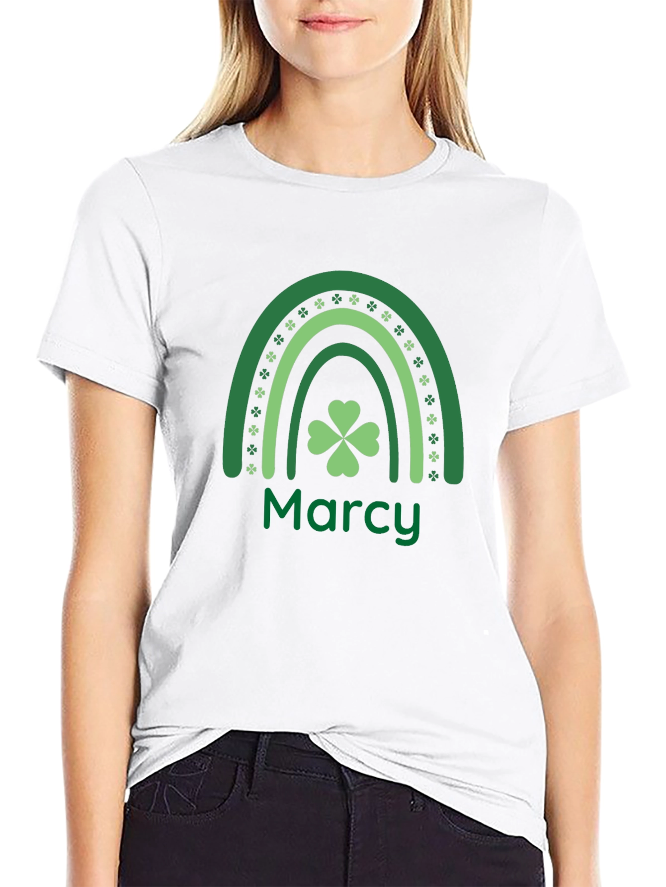 Marcy St. Patricks Day Clover Rainbow Tee