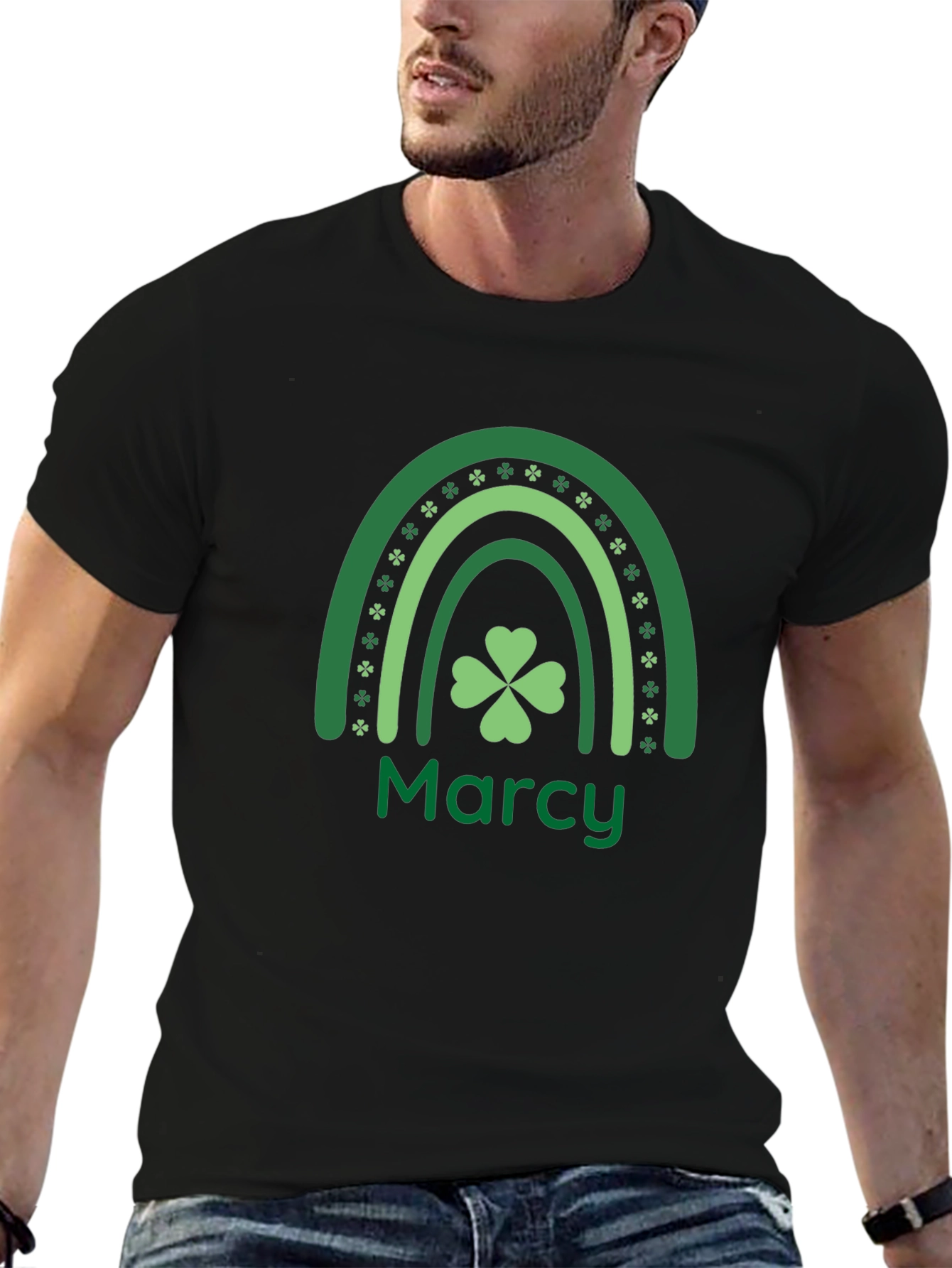 Marcy St. Patricks Day Clover Rainbow Tee