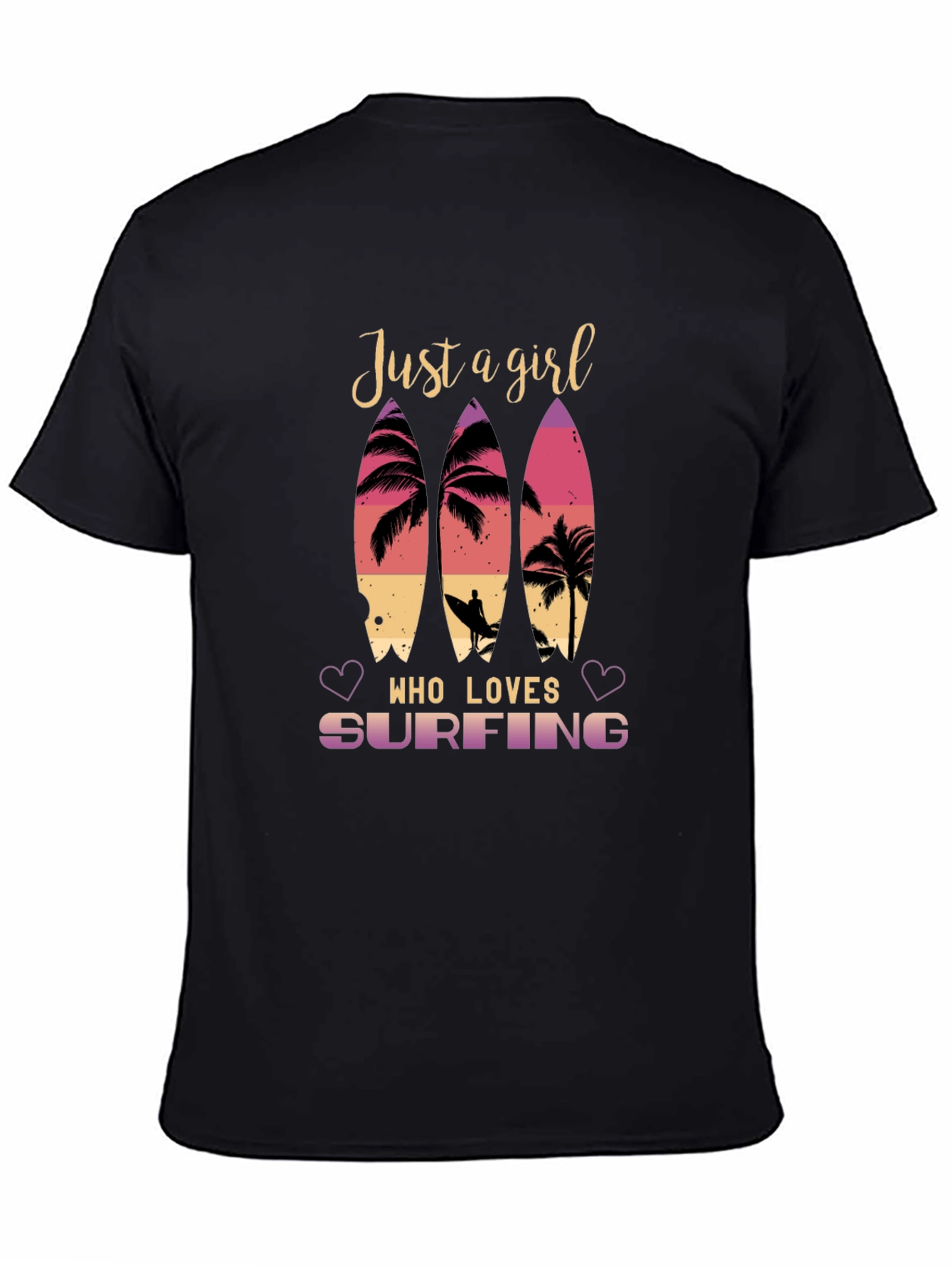 Just A Girl Who Loves Surfing Black T-Shirt