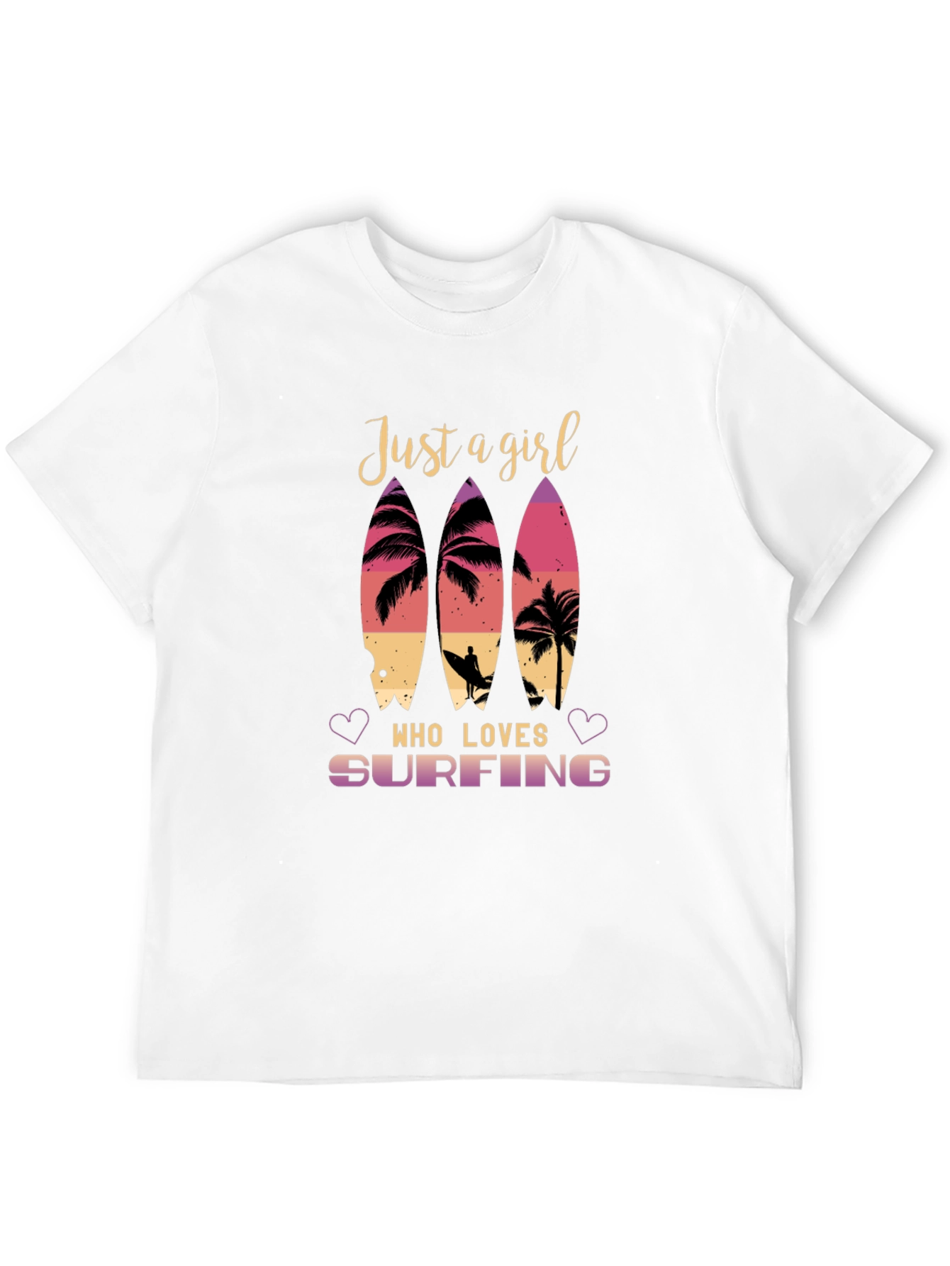 Just A Girl Who Loves Surfing Black T-Shirt