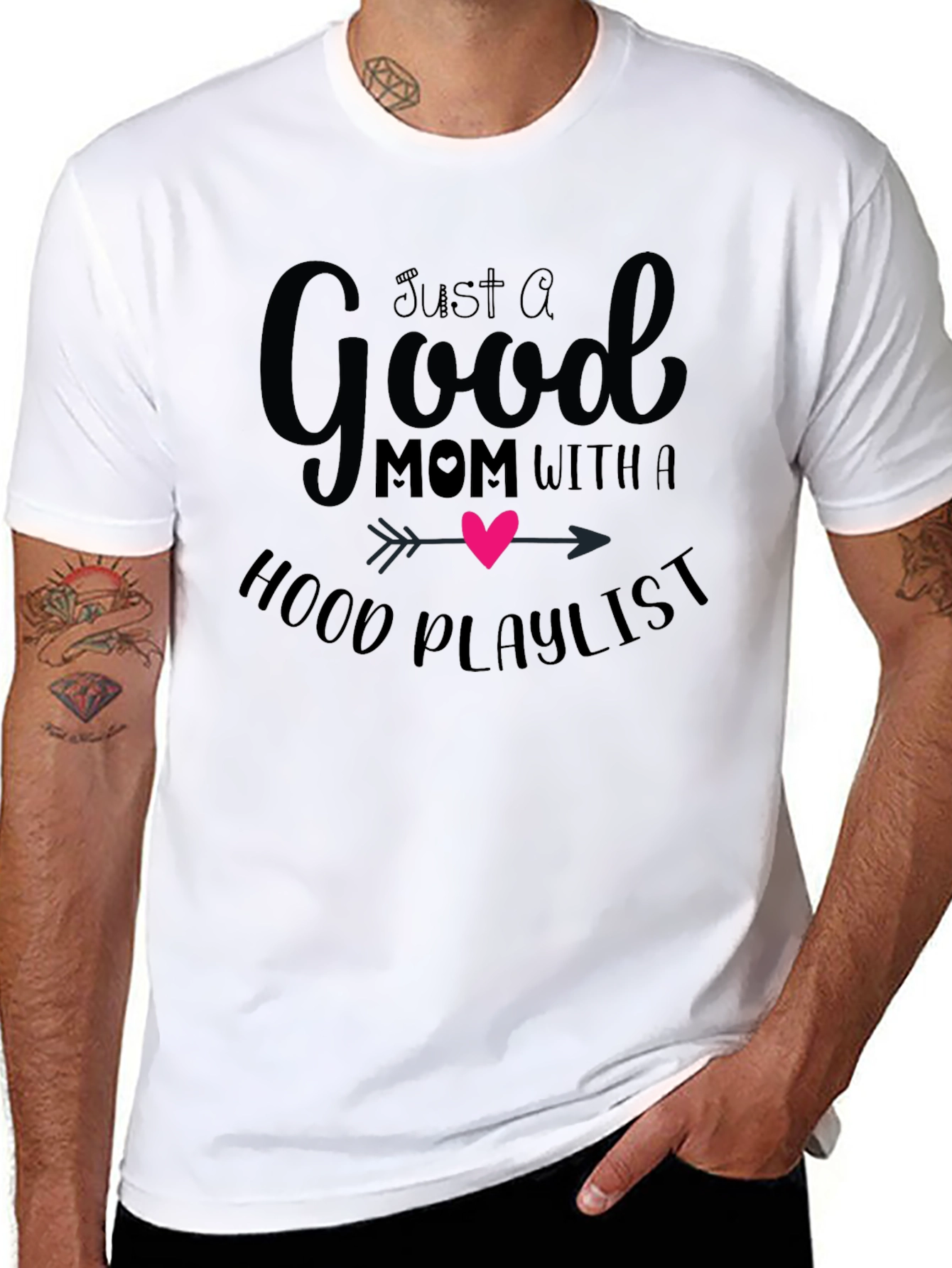 Good Mom Hood Playlist Black T-Shirt