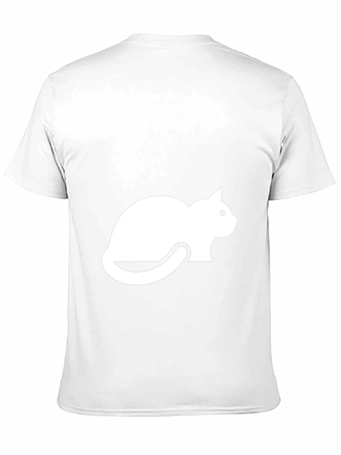 Mens Black T-shirt with White Cat Graphic