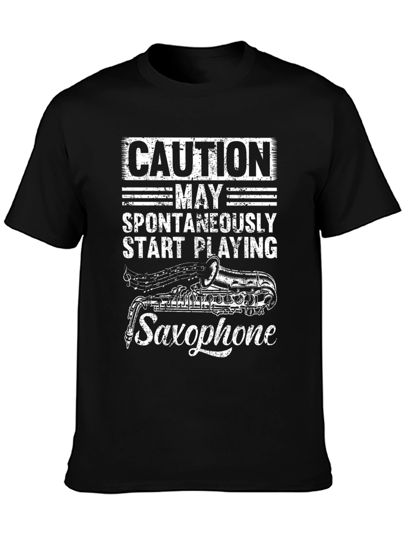 Caution May Spontaneously Play Saxophone T-Shirt