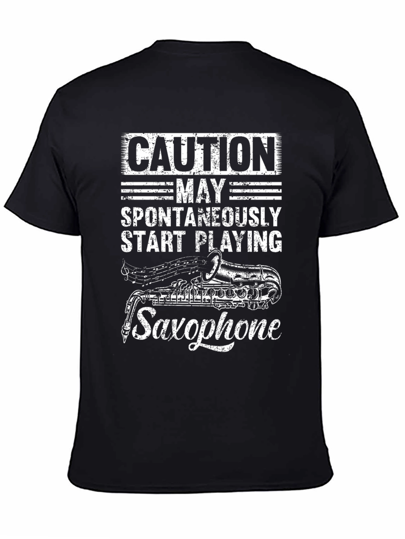 Caution May Spontaneously Play Saxophone T-Shirt