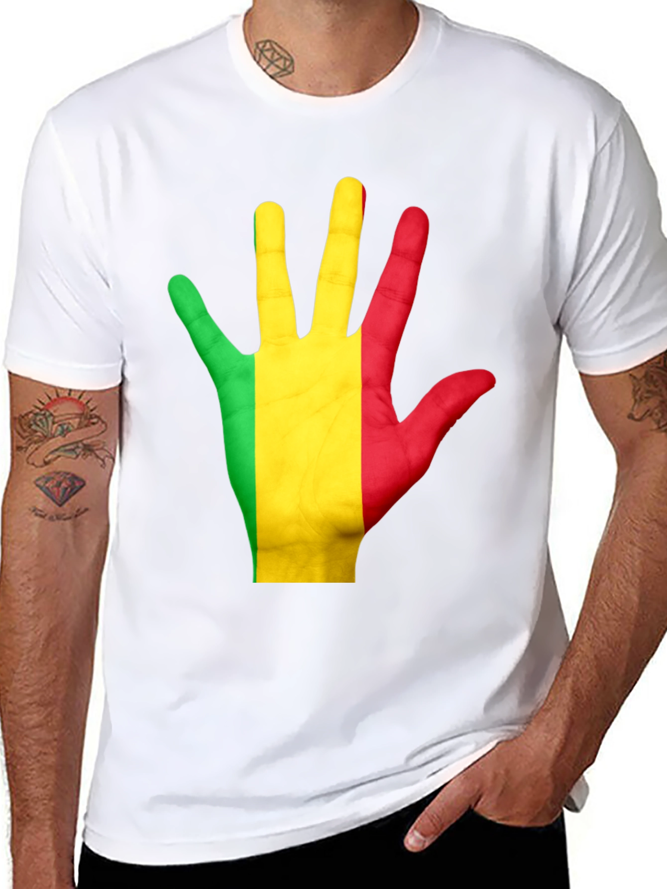 Mali Flag Hand T-Shirt - Black Graphic Tee
