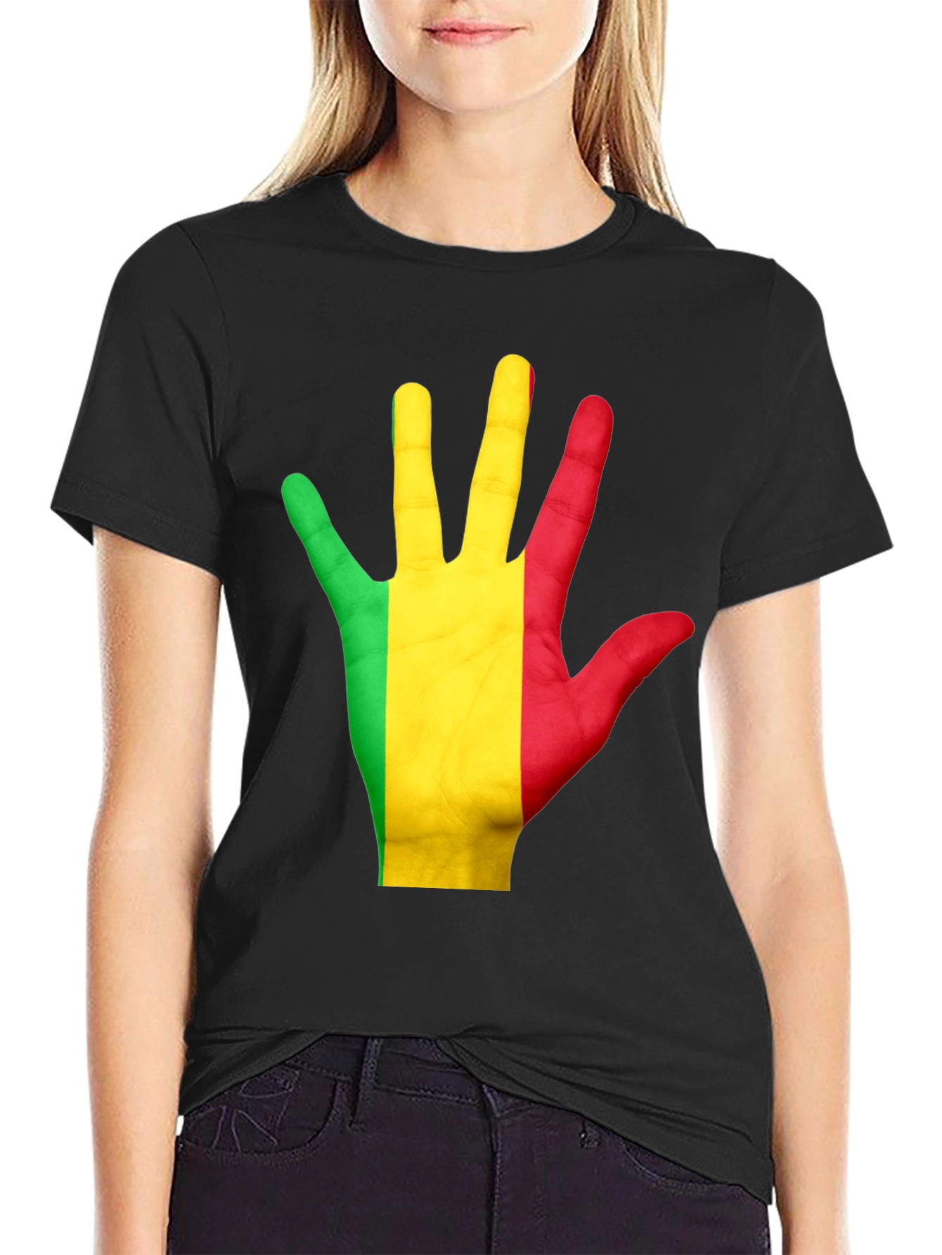 Mali Flag Hand T-Shirt - Black Graphic Tee