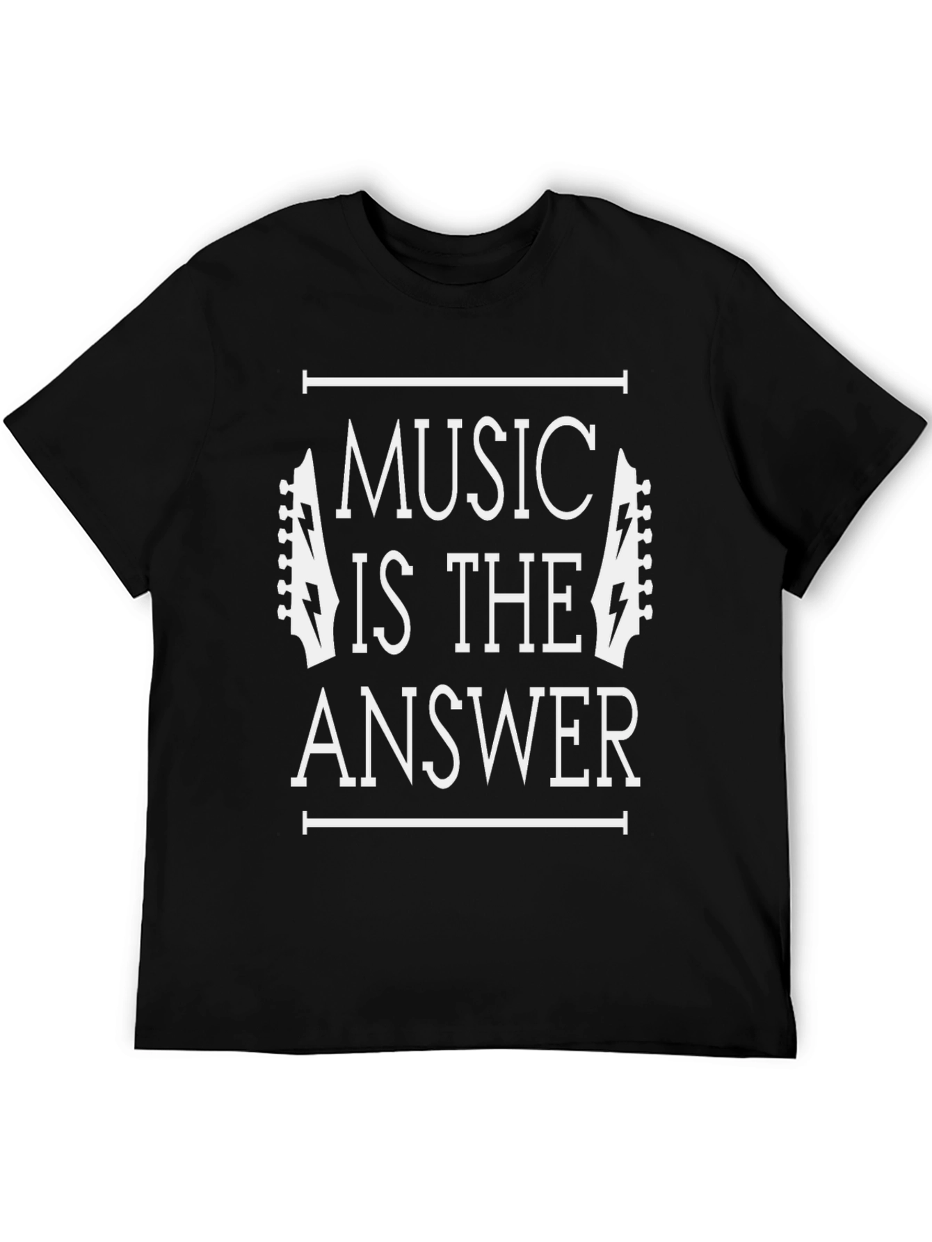 Music is the Answer Black Graphic Tee Shirt