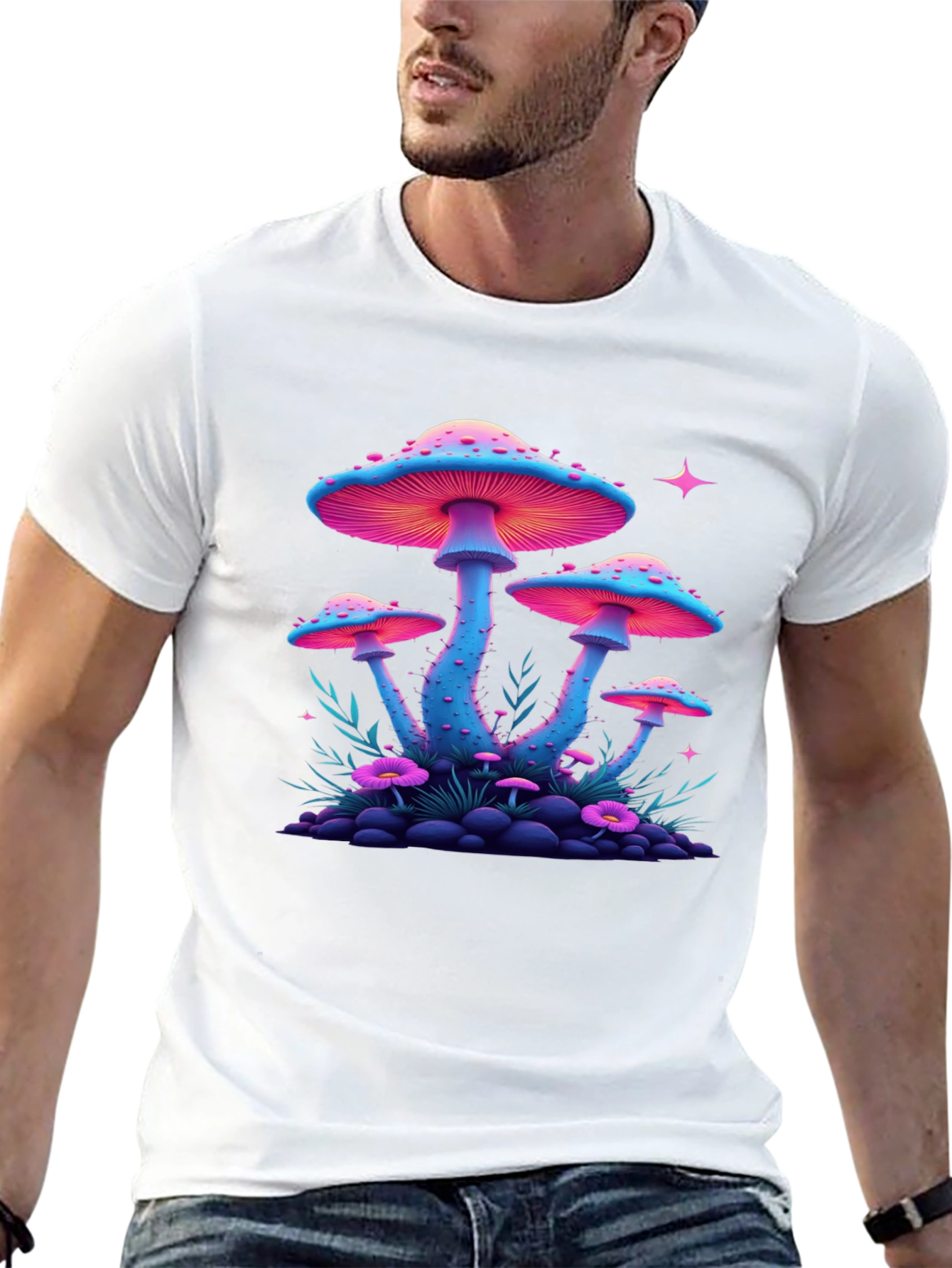 Neon Mushroom Graphic Tee
