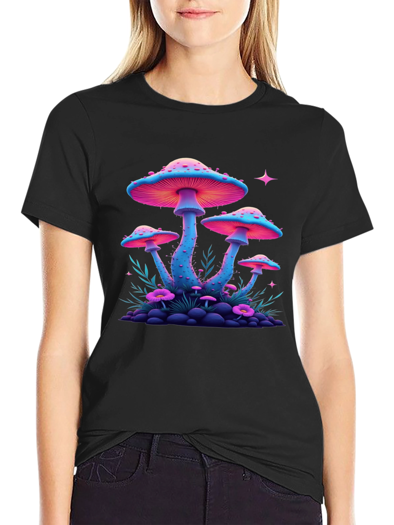 Neon Mushroom Graphic Tee