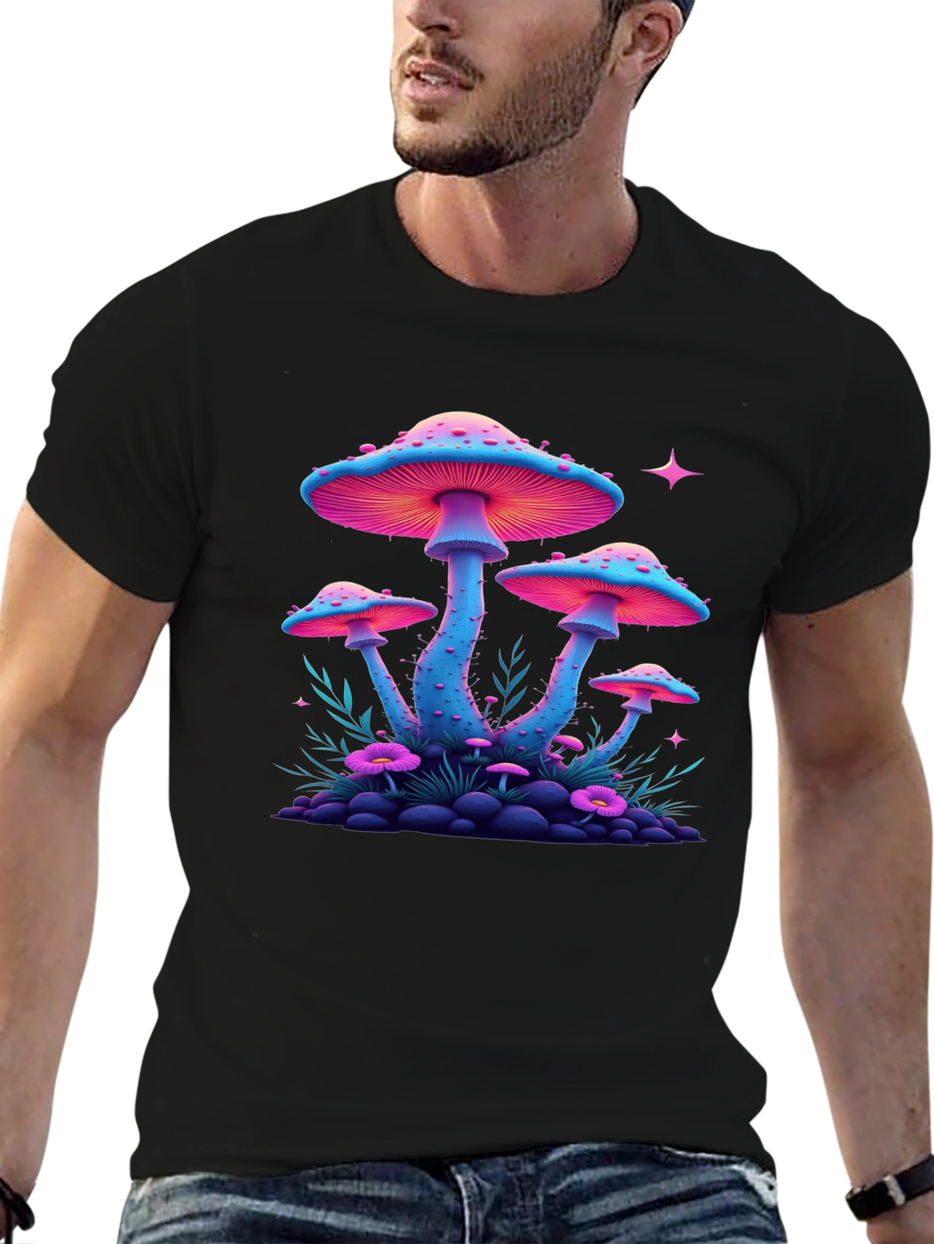 Neon Mushroom Graphic Tee