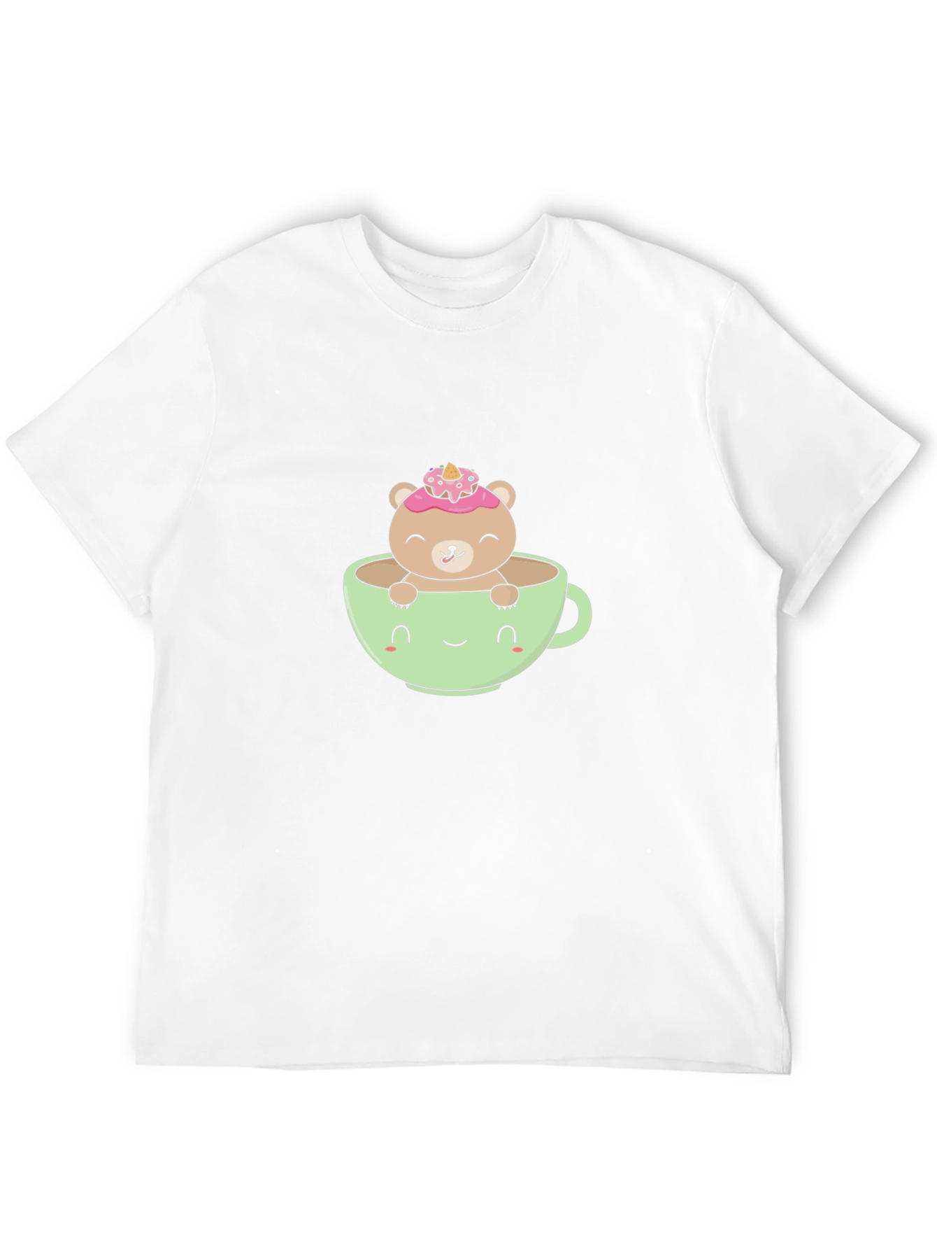 Cute Bear in Teacup Graphic Tee - Black
