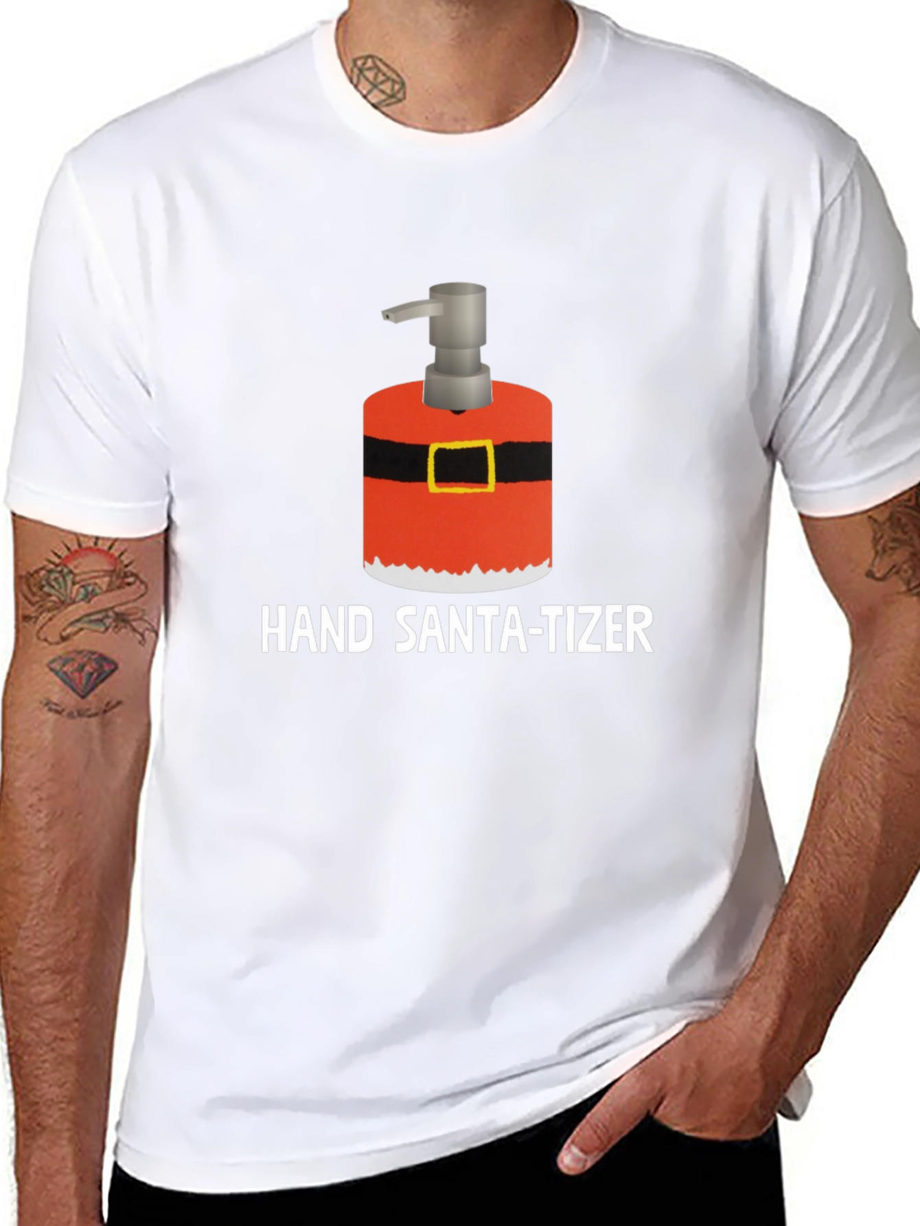 Hand Santa-tizer Black Holiday T-Shirt