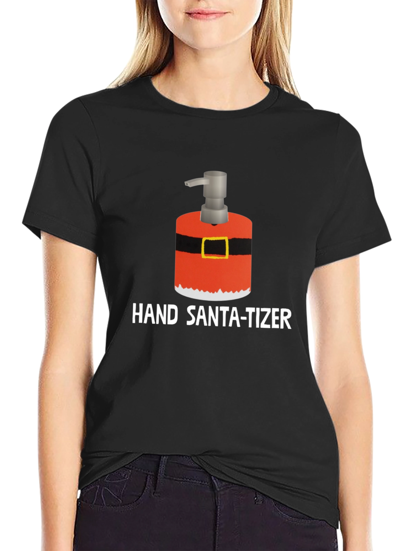 Hand Santa-tizer Black Holiday T-Shirt
