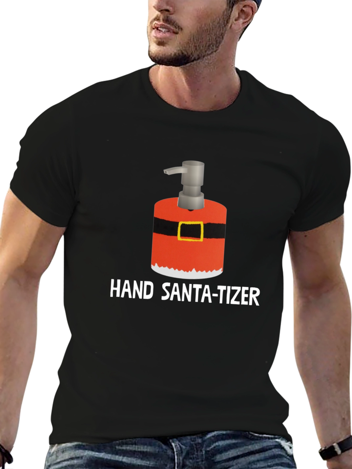 Hand Santa-tizer Black Holiday T-Shirt