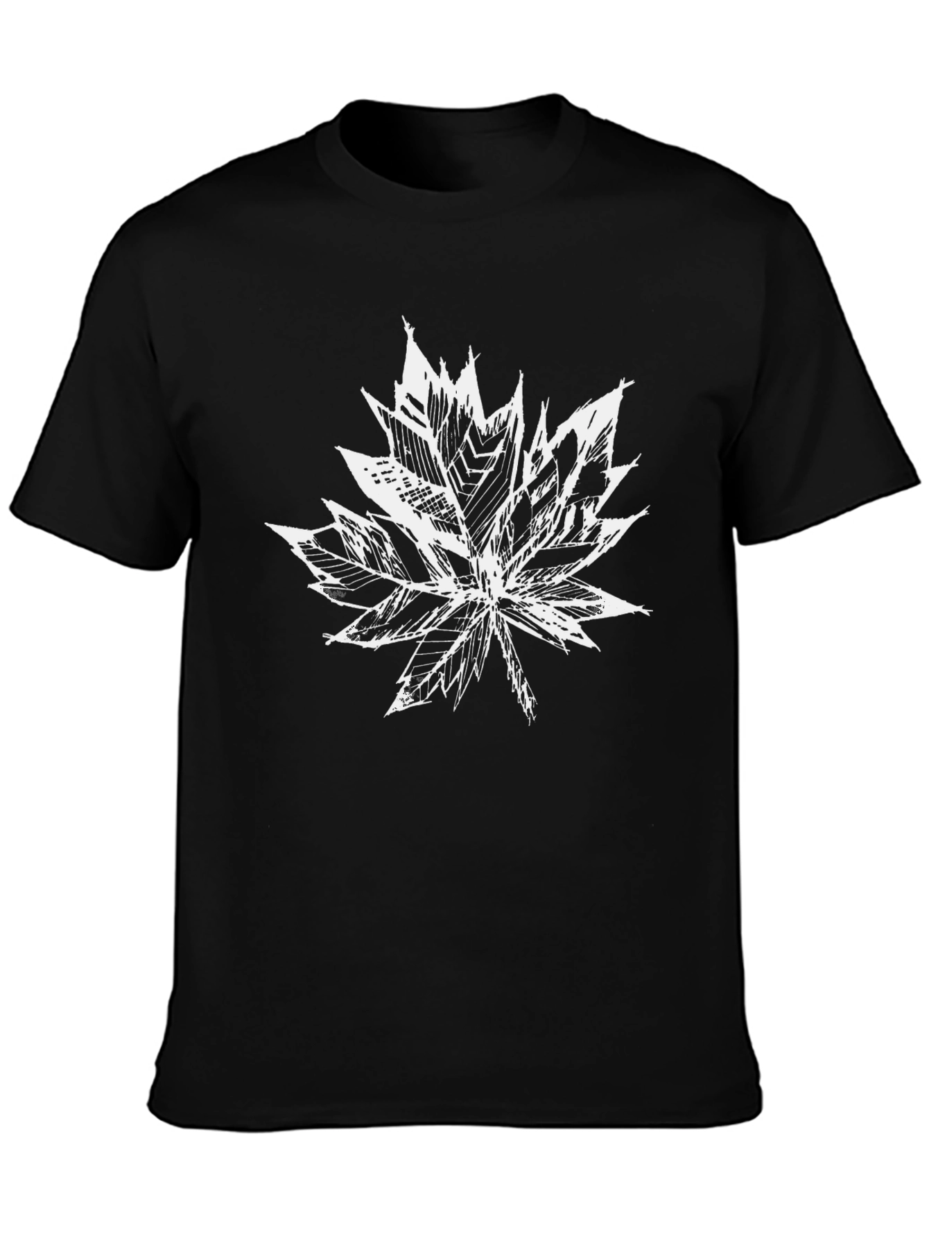 Maple Leaf Graphic Print Black T-Shirt