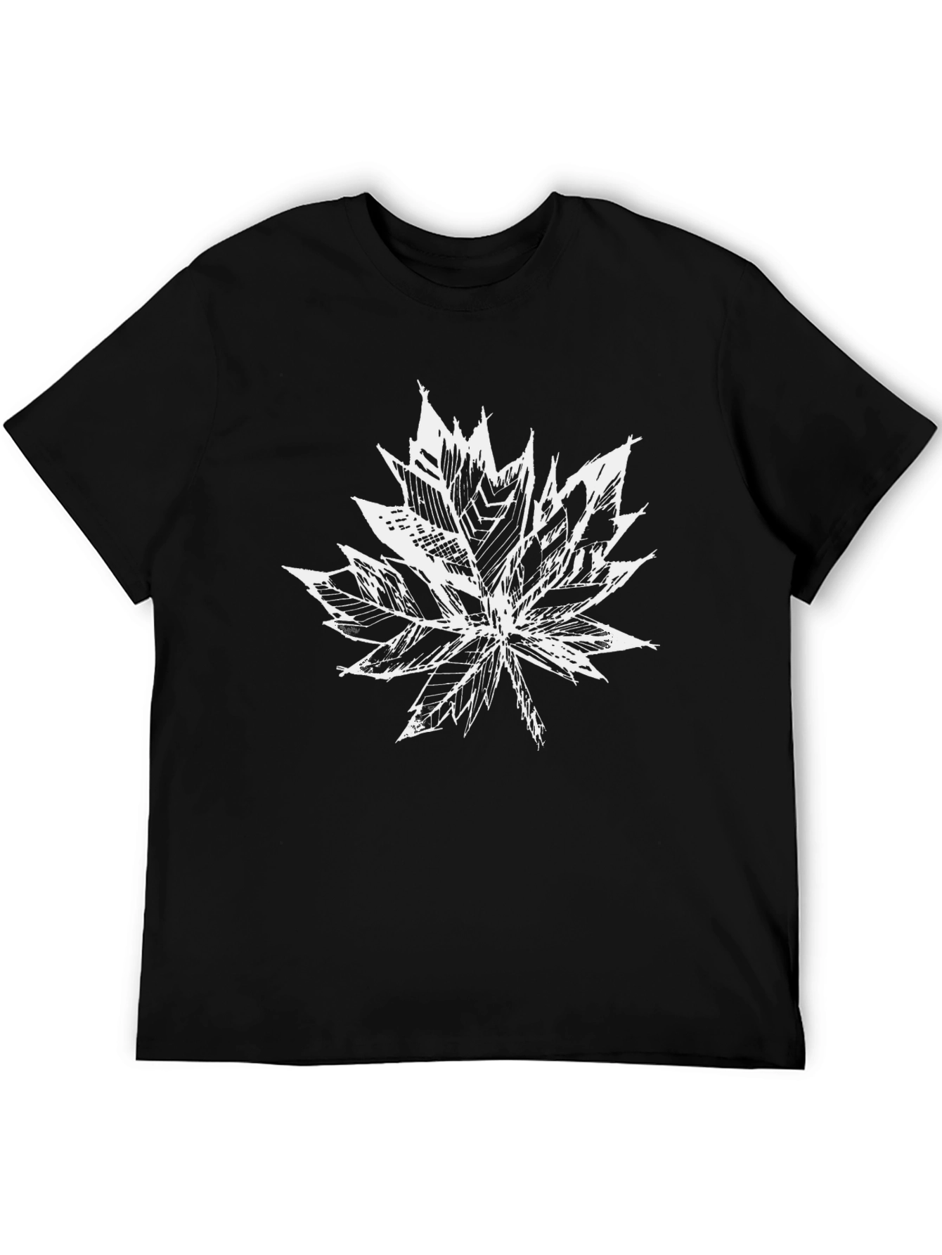 Maple Leaf Graphic Print Black T-Shirt