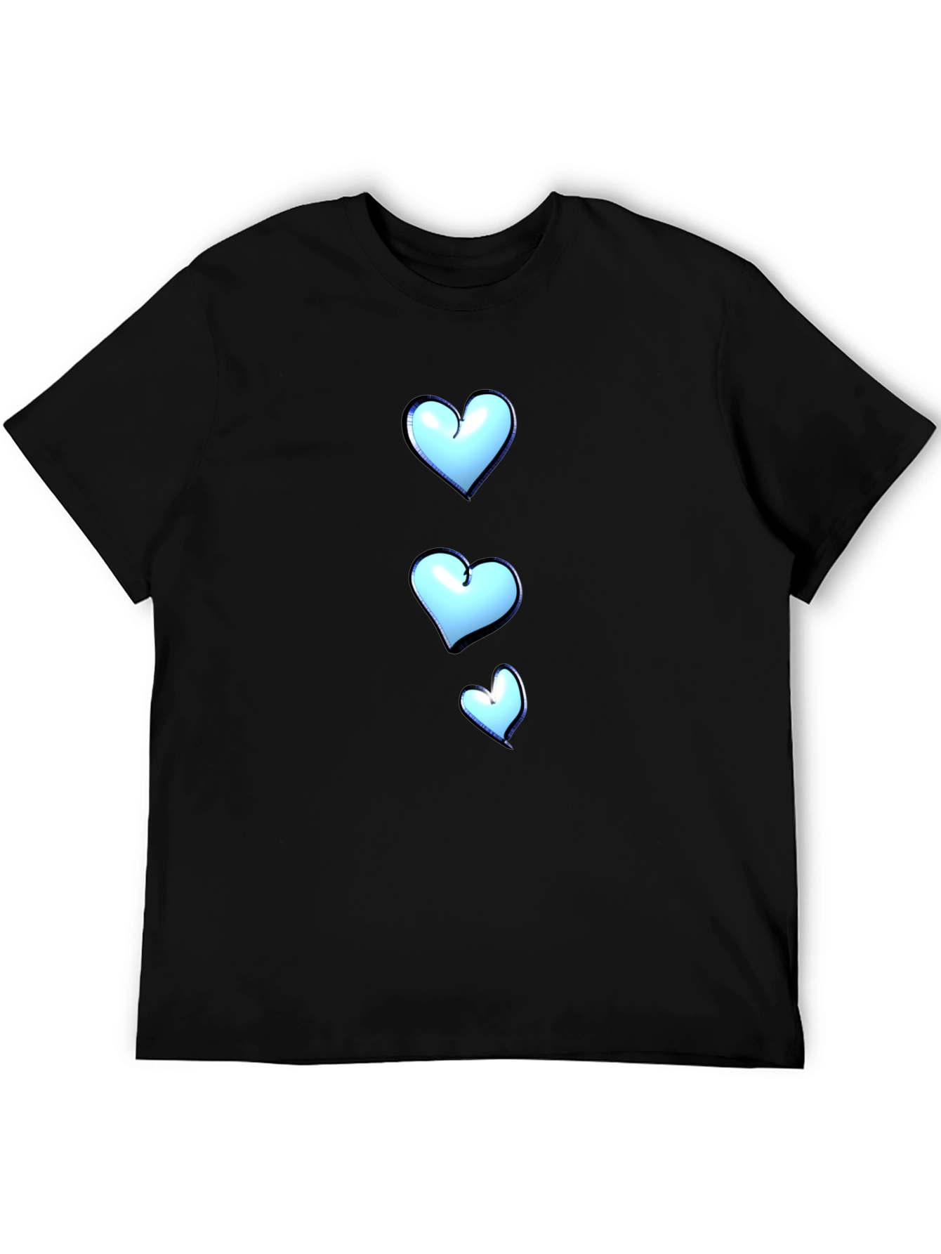 Mens Black T-Shirt with Heart Graphic