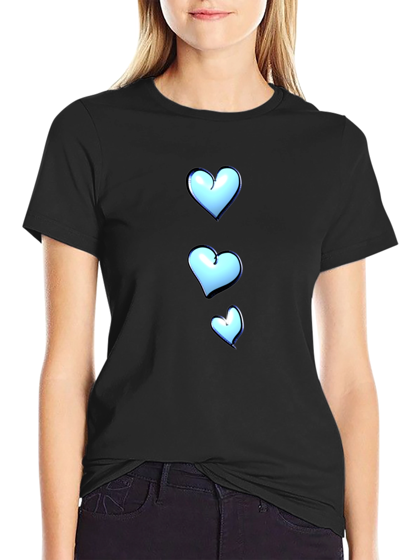 Mens Black T-Shirt with Heart Graphic