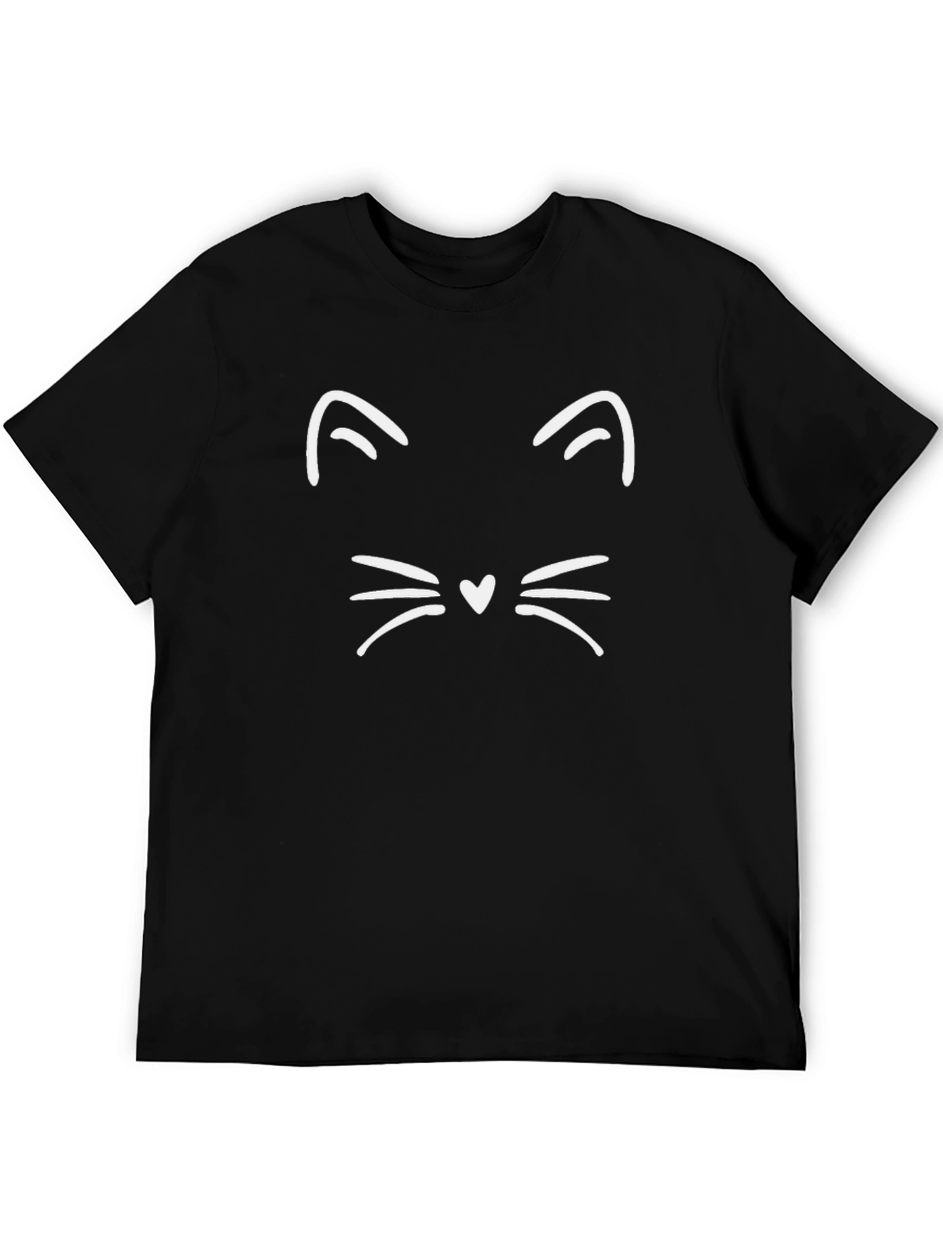 Cat Face Graphic Tee - Black