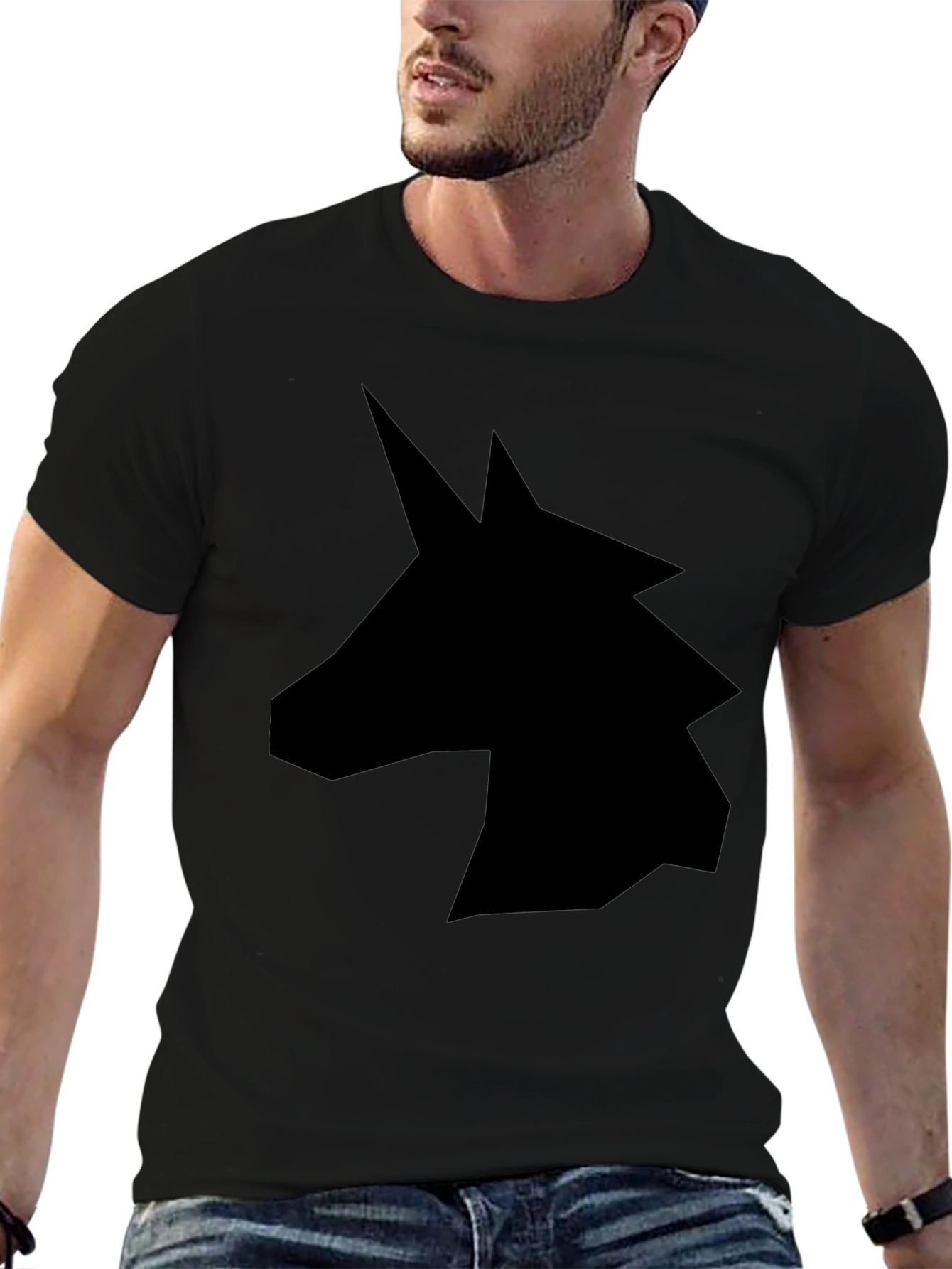 Unicorn Silhouette Graphic Tee - Black