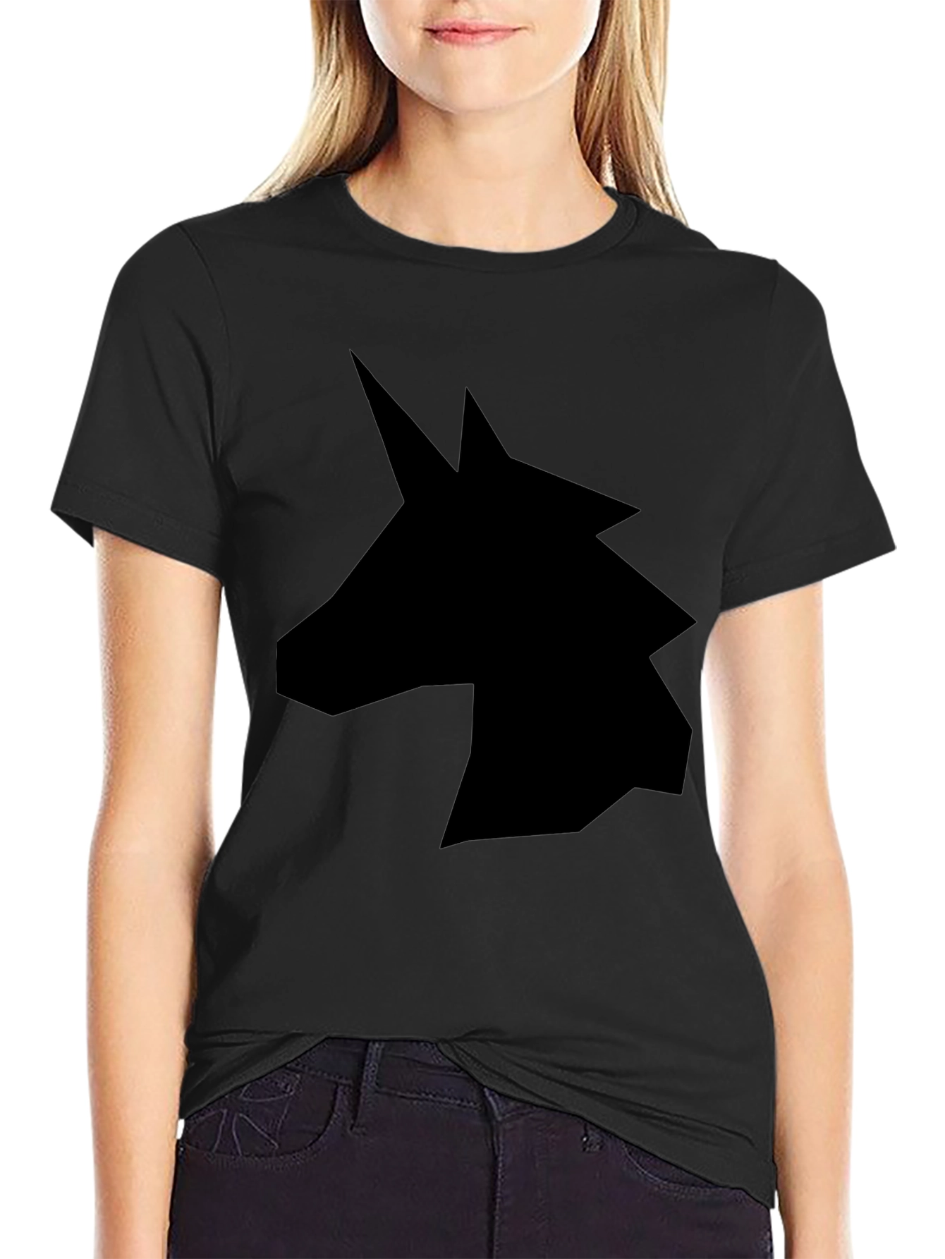Unicorn Silhouette Graphic Tee - Black