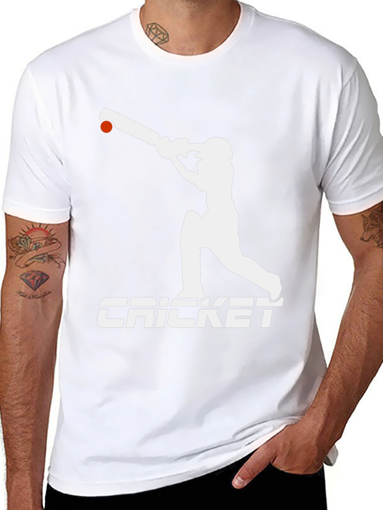 Cricket Player Graphic Tee - Black Cotton T-Shirt
