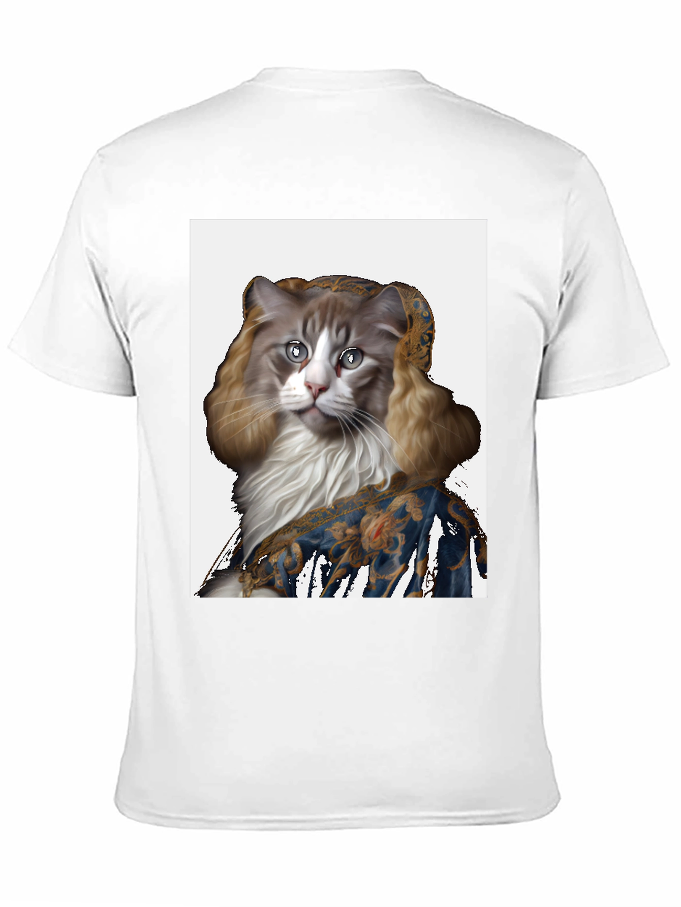 Renaissance Cat Portrait Black T-Shirt