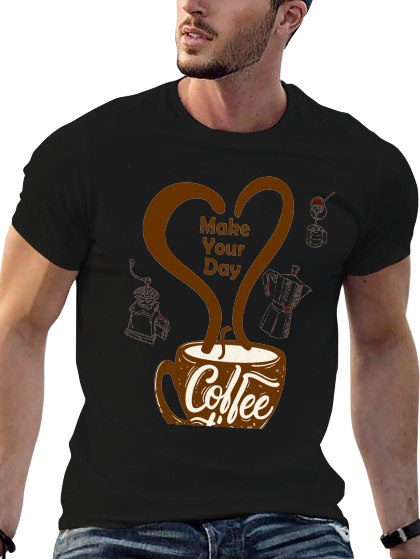 Coffee Lovers T-Shirt - Make Your Day Design