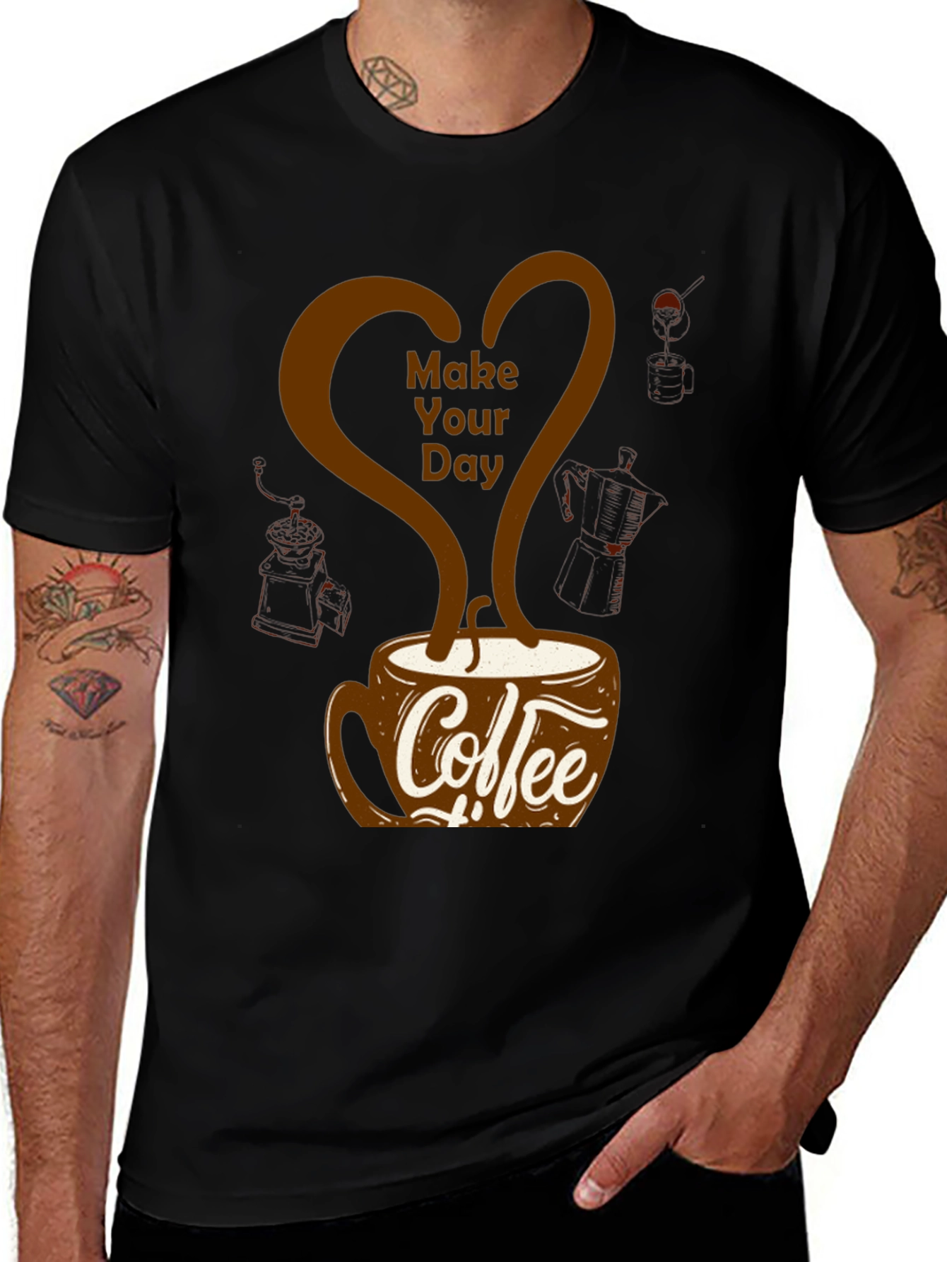 Coffee Lovers T-Shirt - Make Your Day Design