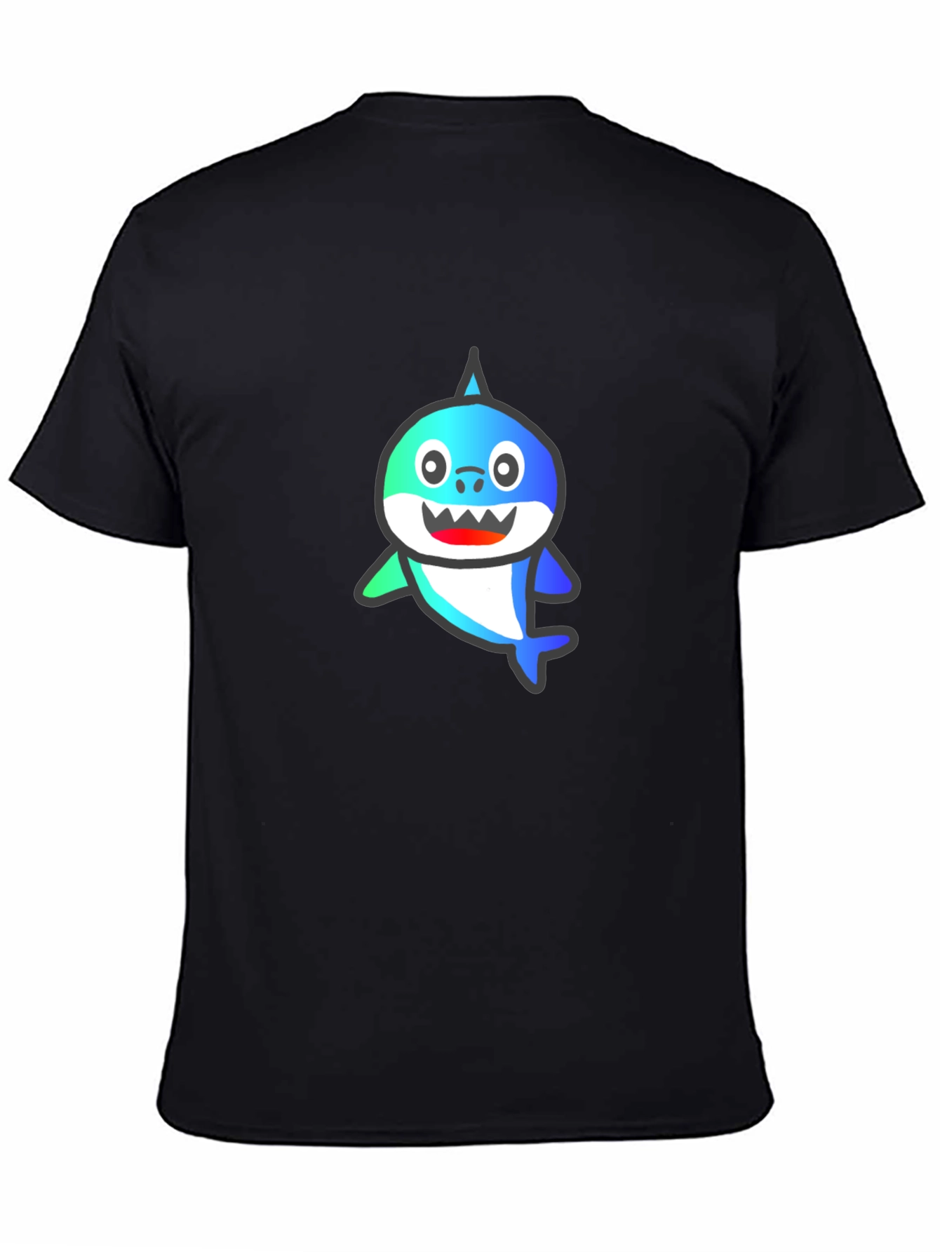 Shark Cartoon Graphic Black T-Shirt