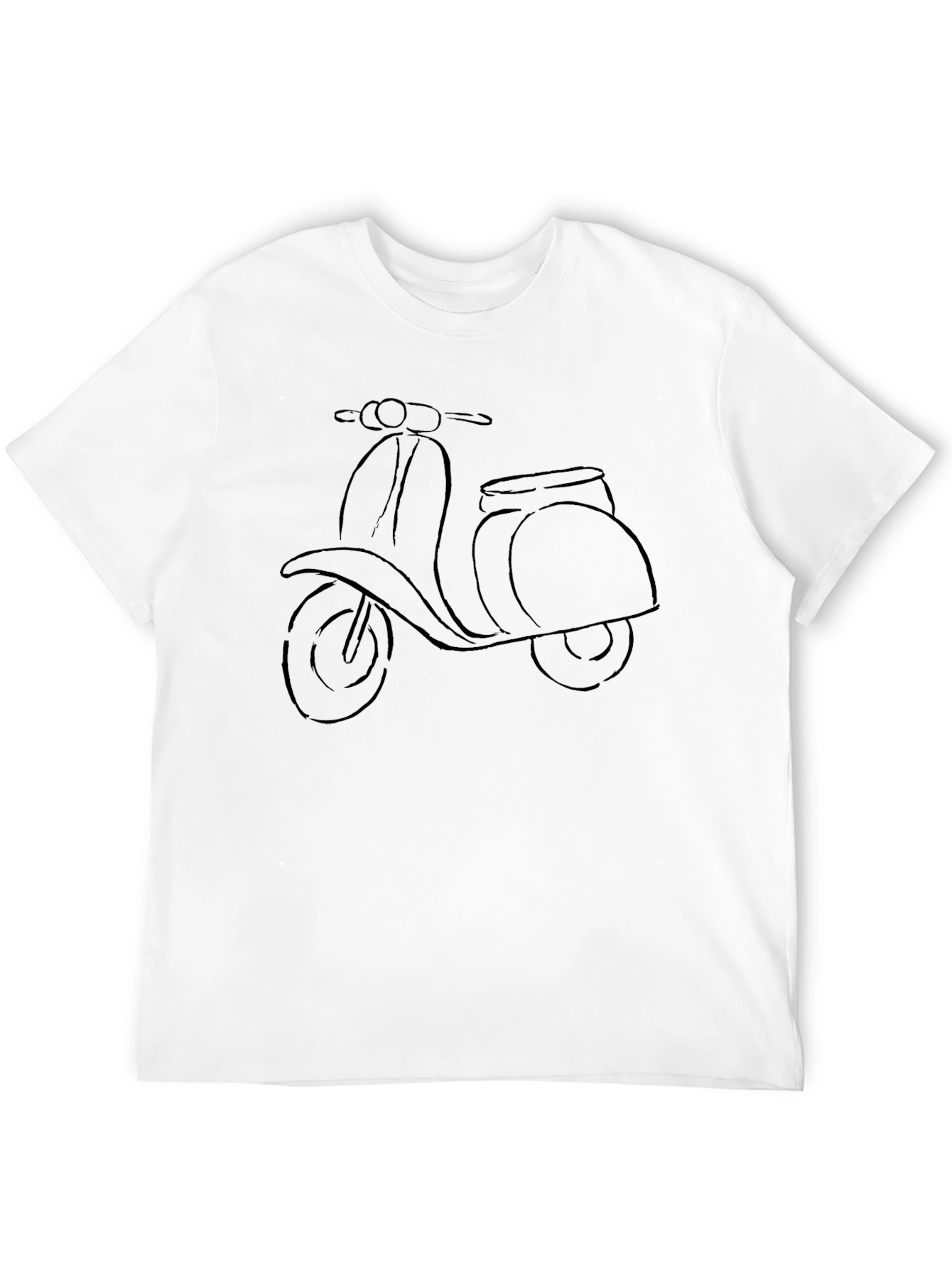 Black T-Shirt with Scooter Print - Casual Wear