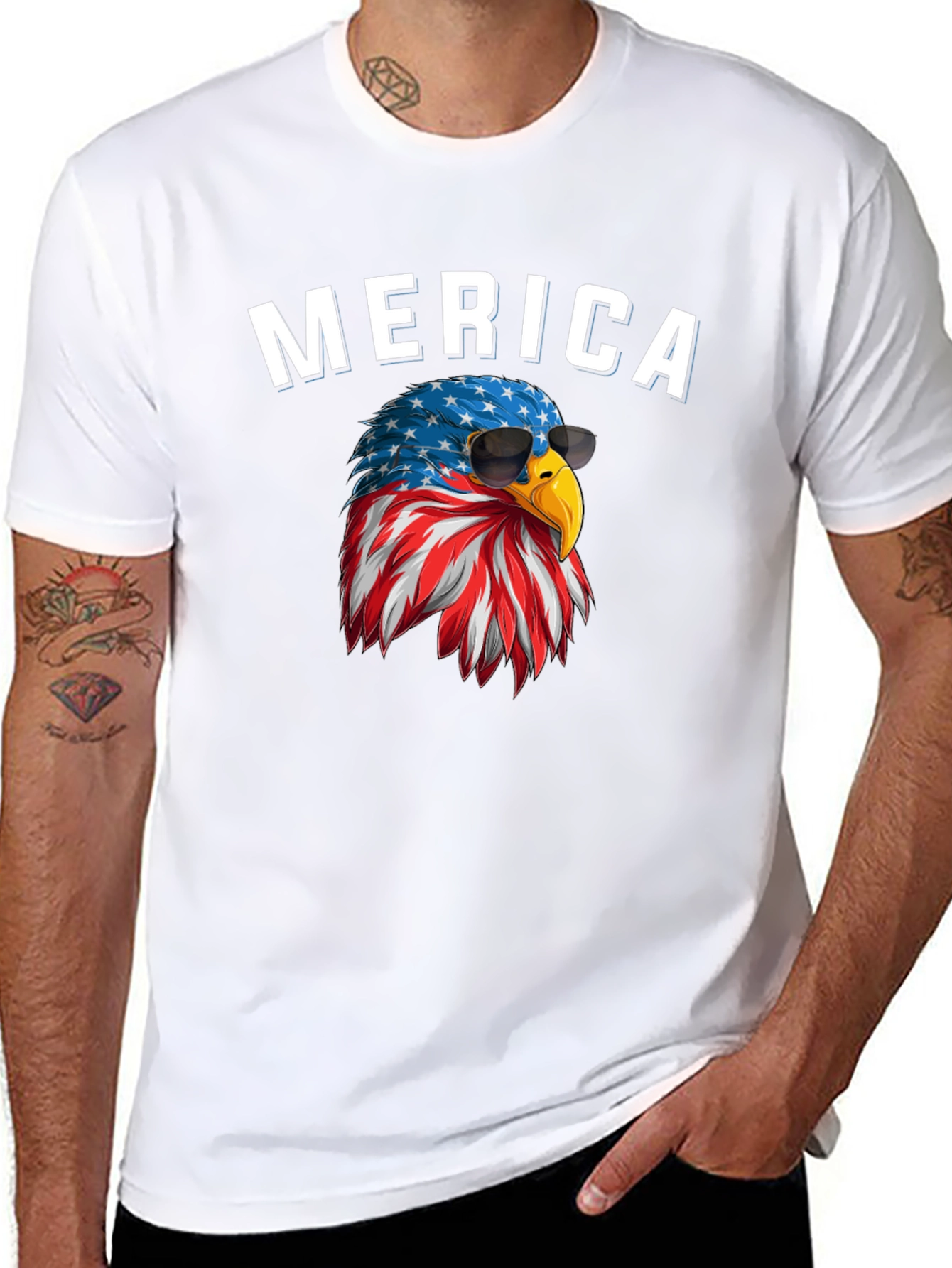 Merica Eagle Patriotic Graphic T-Shirt