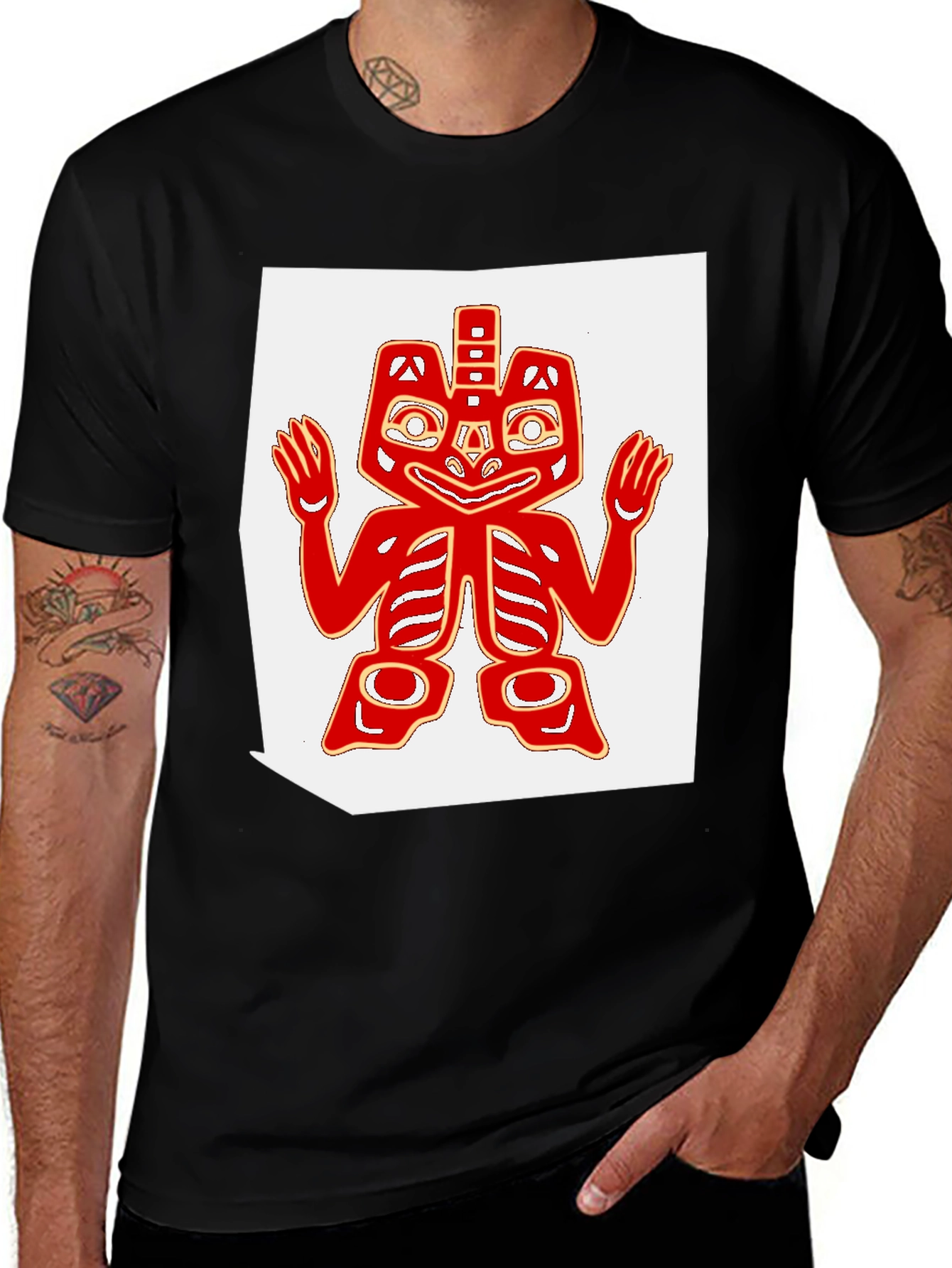 Tribal Art Tee - Black Cotton Blend