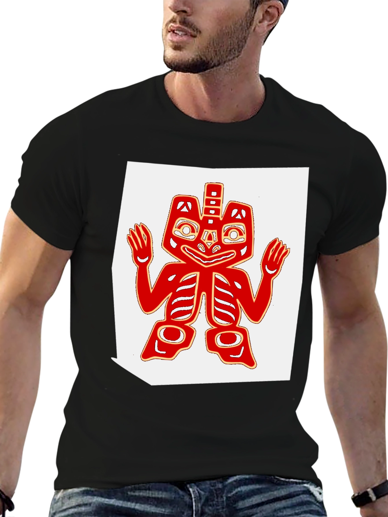 Tribal Art Tee - Black Cotton Blend