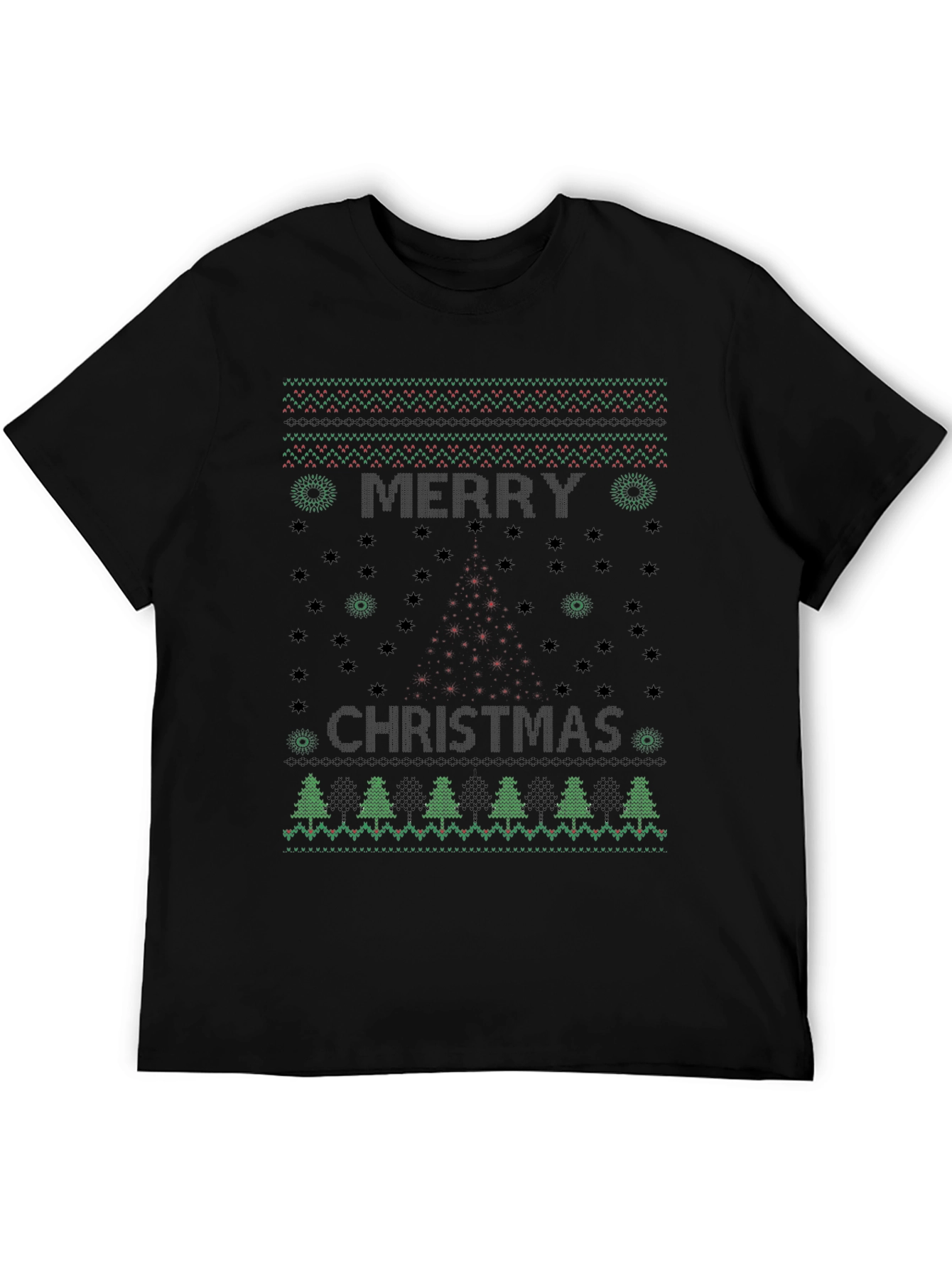 Merry Christmas Holiday Knit Pattern T-Shirt