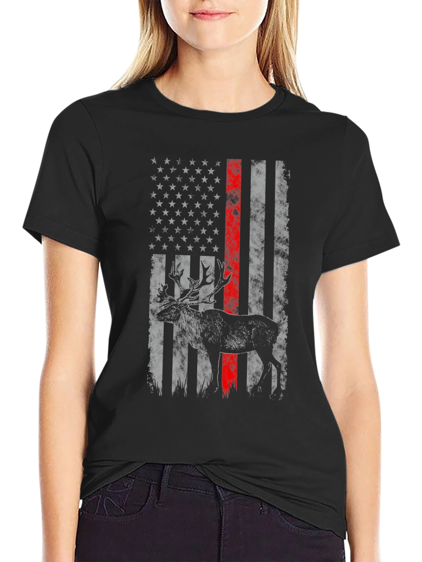 Patriotic Deer Flag Graphic Tee