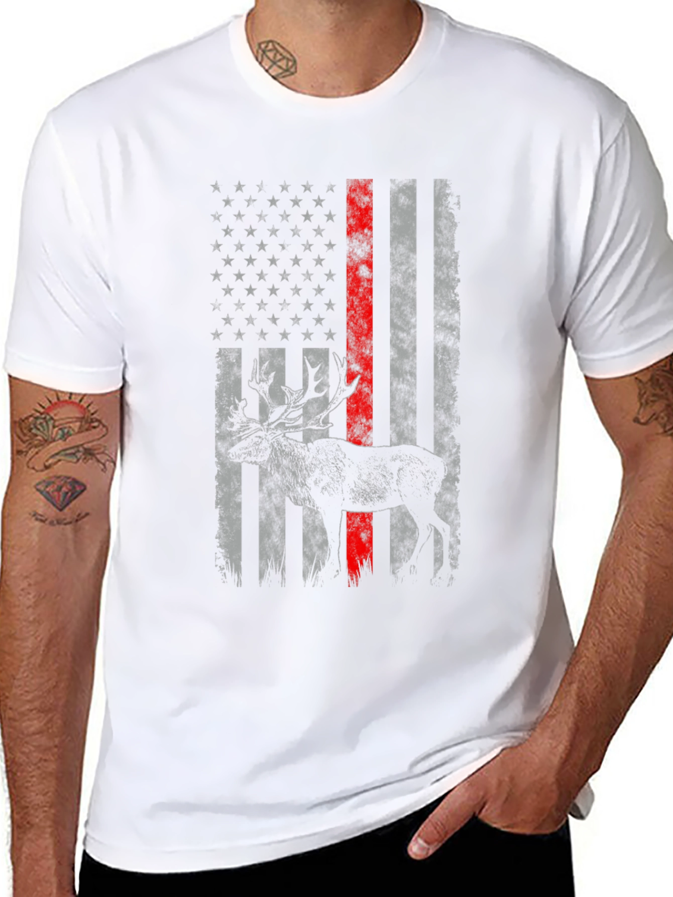 Patriotic Deer Flag Graphic Tee