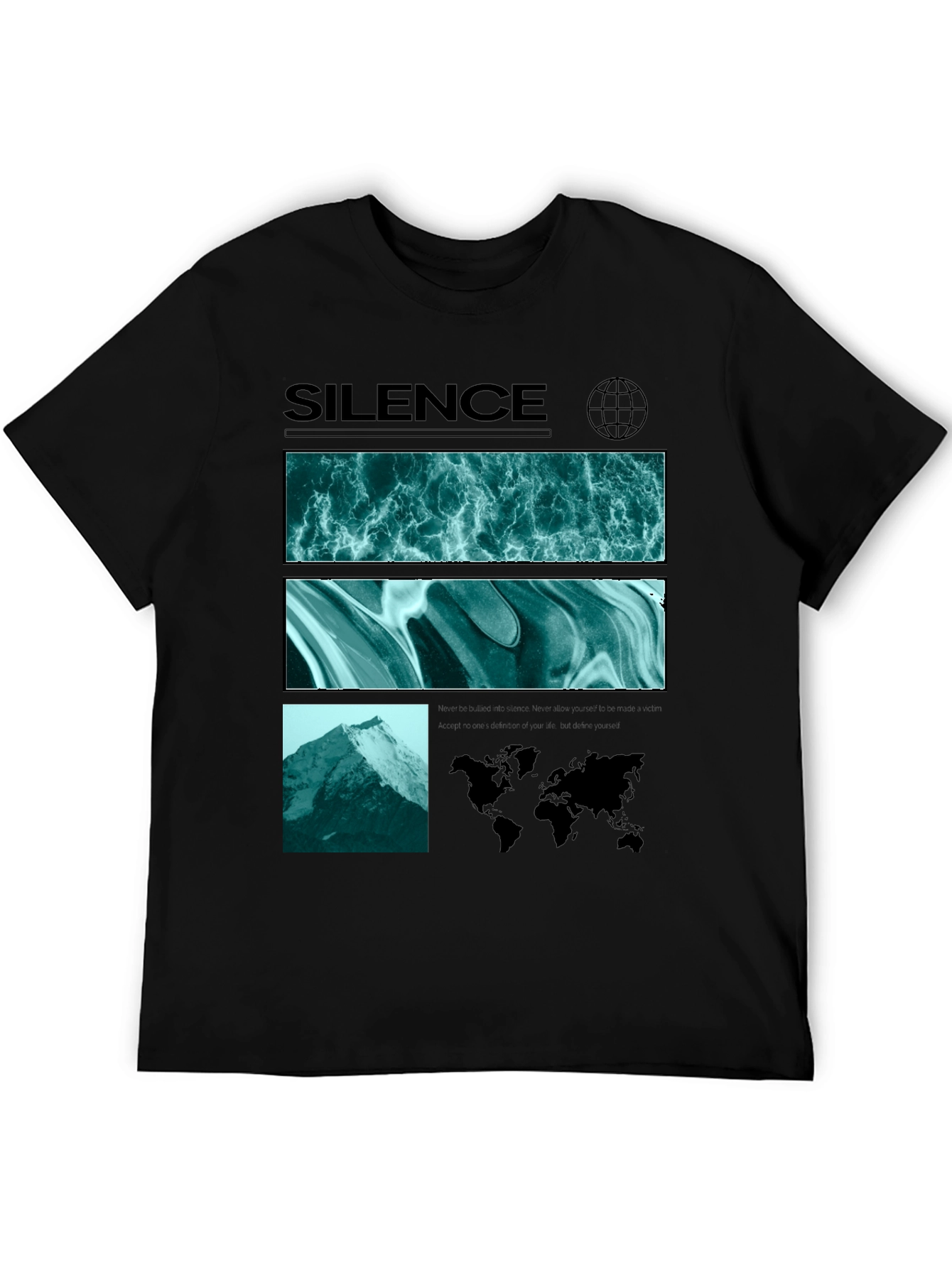 Silence Graphic Print Crew Neck T-Shirt