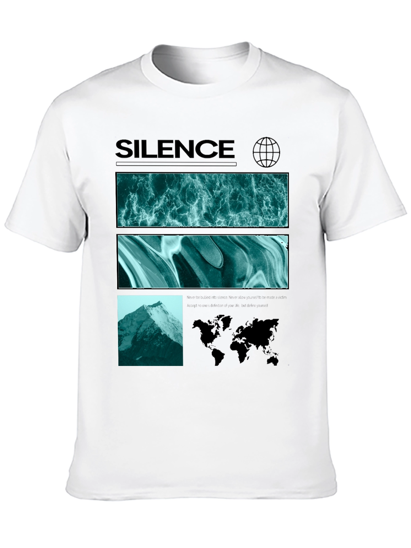 Silence Graphic Print Crew Neck T-Shirt