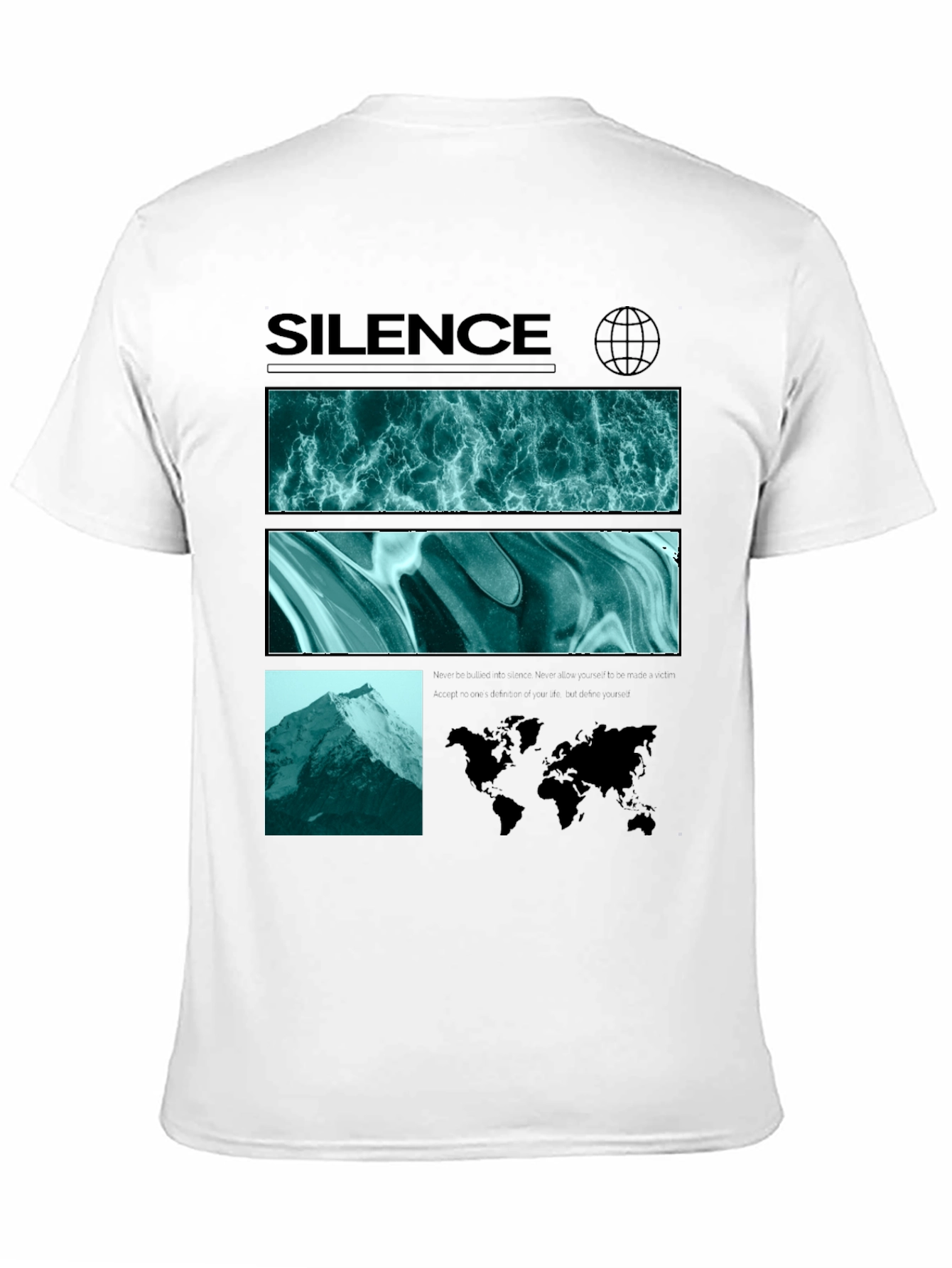 Silence Graphic Print Crew Neck T-Shirt